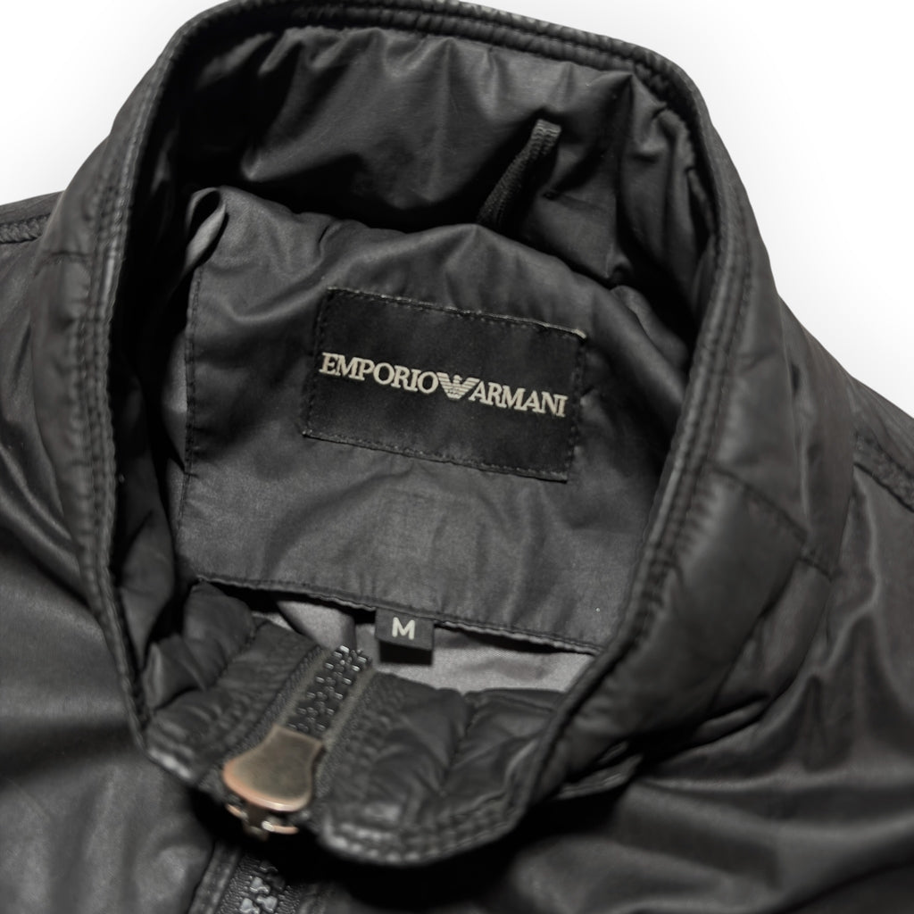 Emporio Armani Multi-Pocket Coated Cotton Bomber Jacket