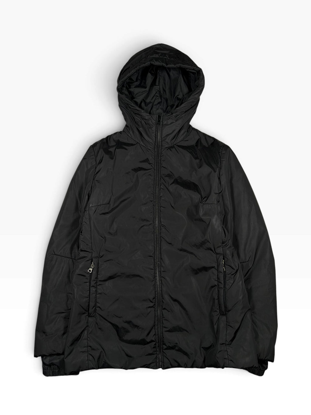 Prada Black Padded Hooded Nylon Jacket
