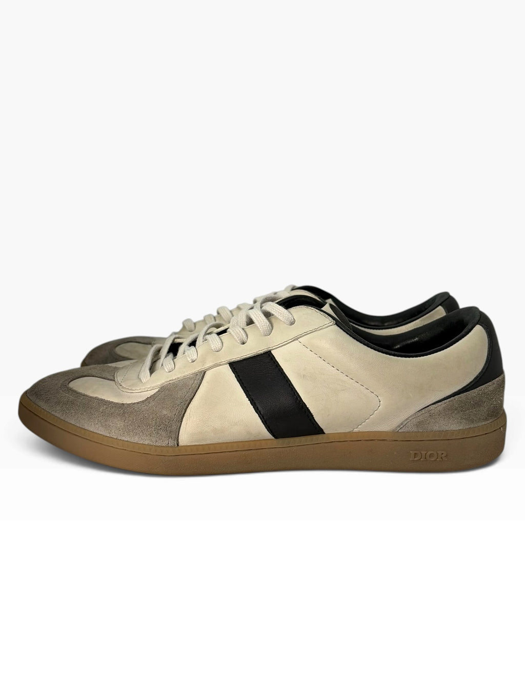 Dior Homme Off-White & Black Leather B01 Low-Top Sneakers