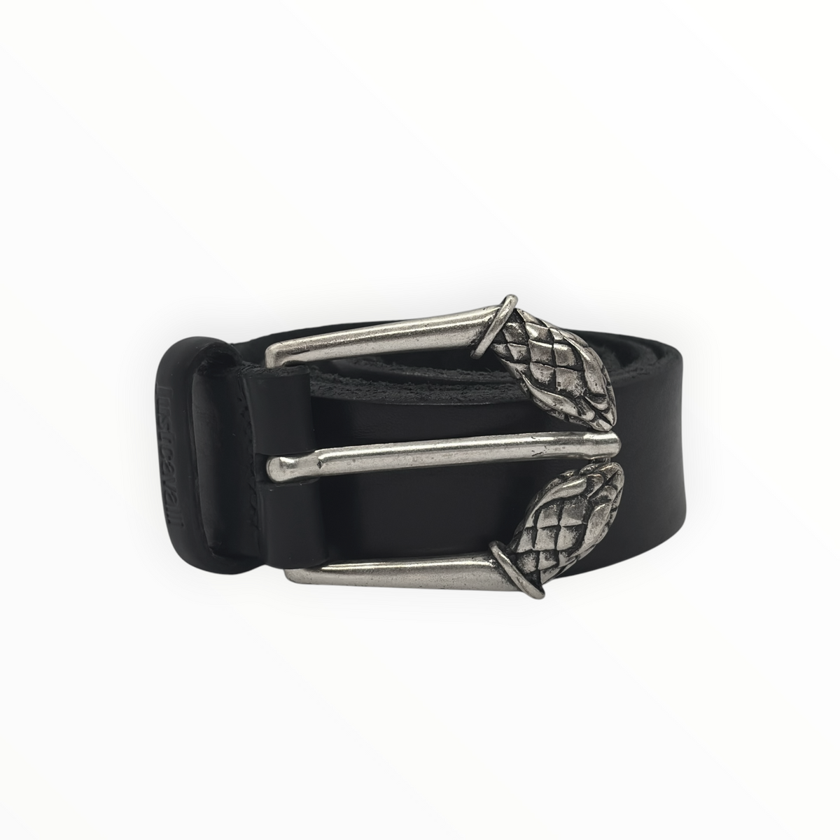 Just Cavalli Twin Snake Buckle Leather Belt