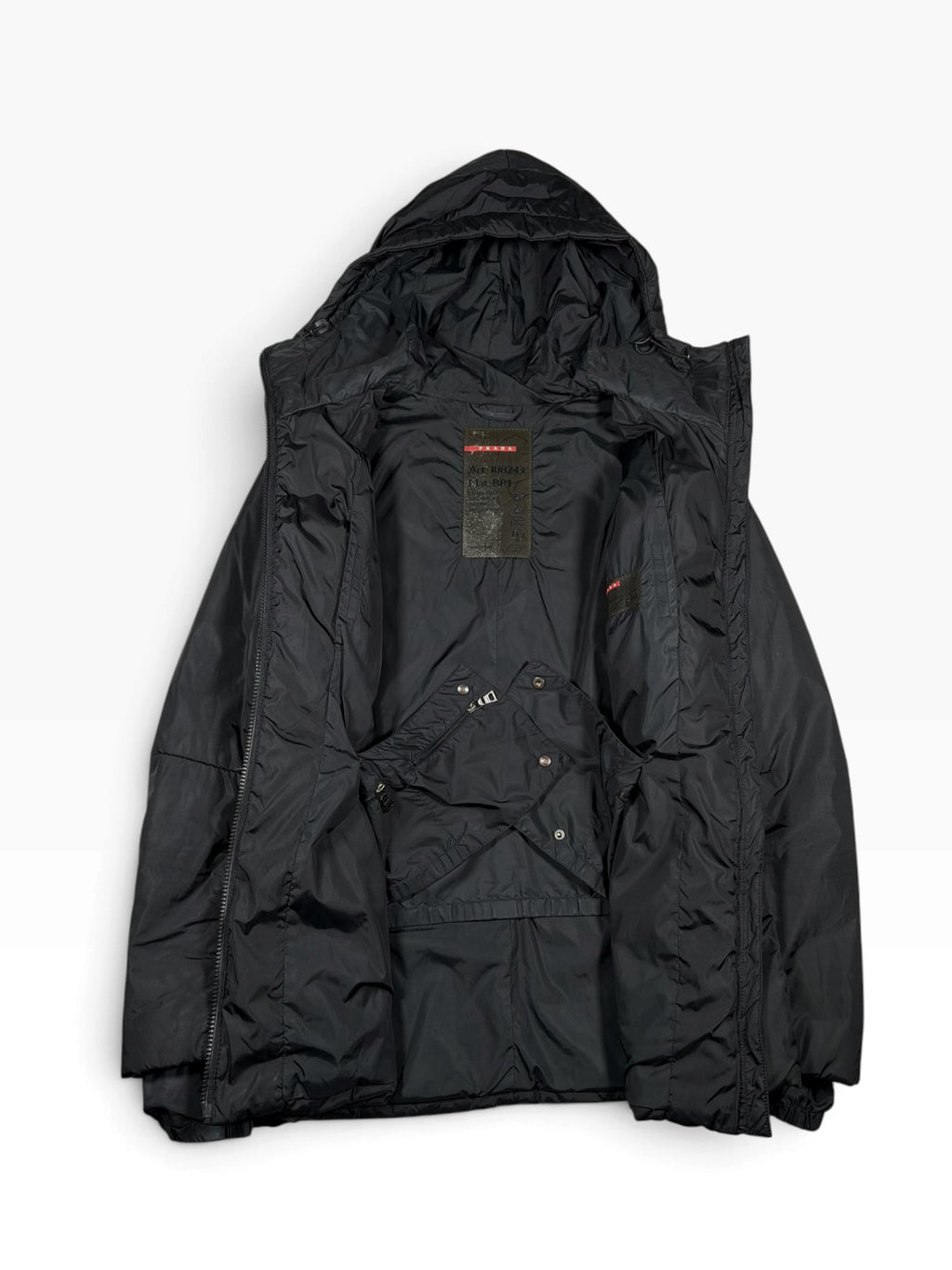 Prada Black Padded Hooded Nylon Jacket