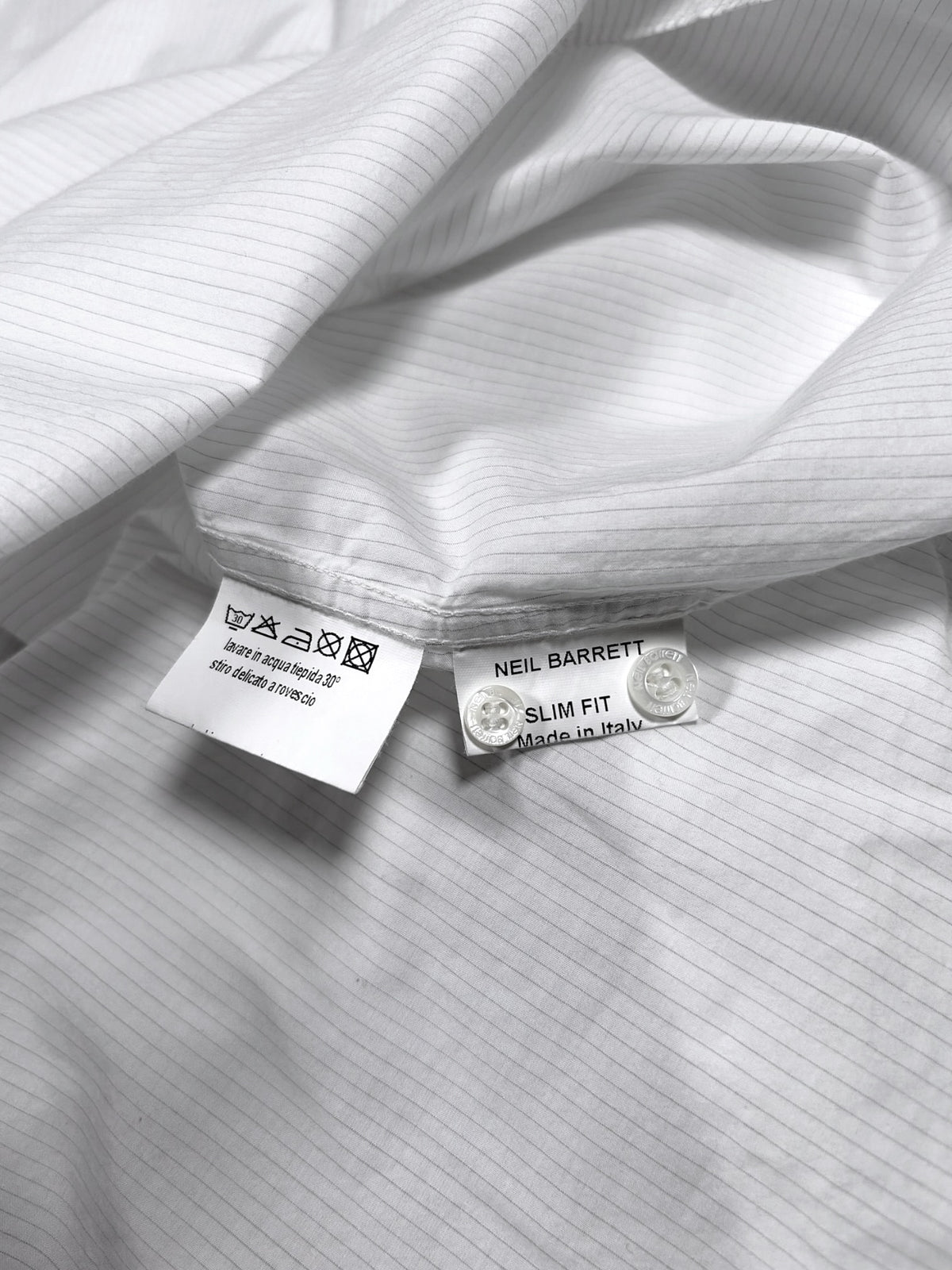 Neil Barrett Pinstripe Faux-Tie Shirt