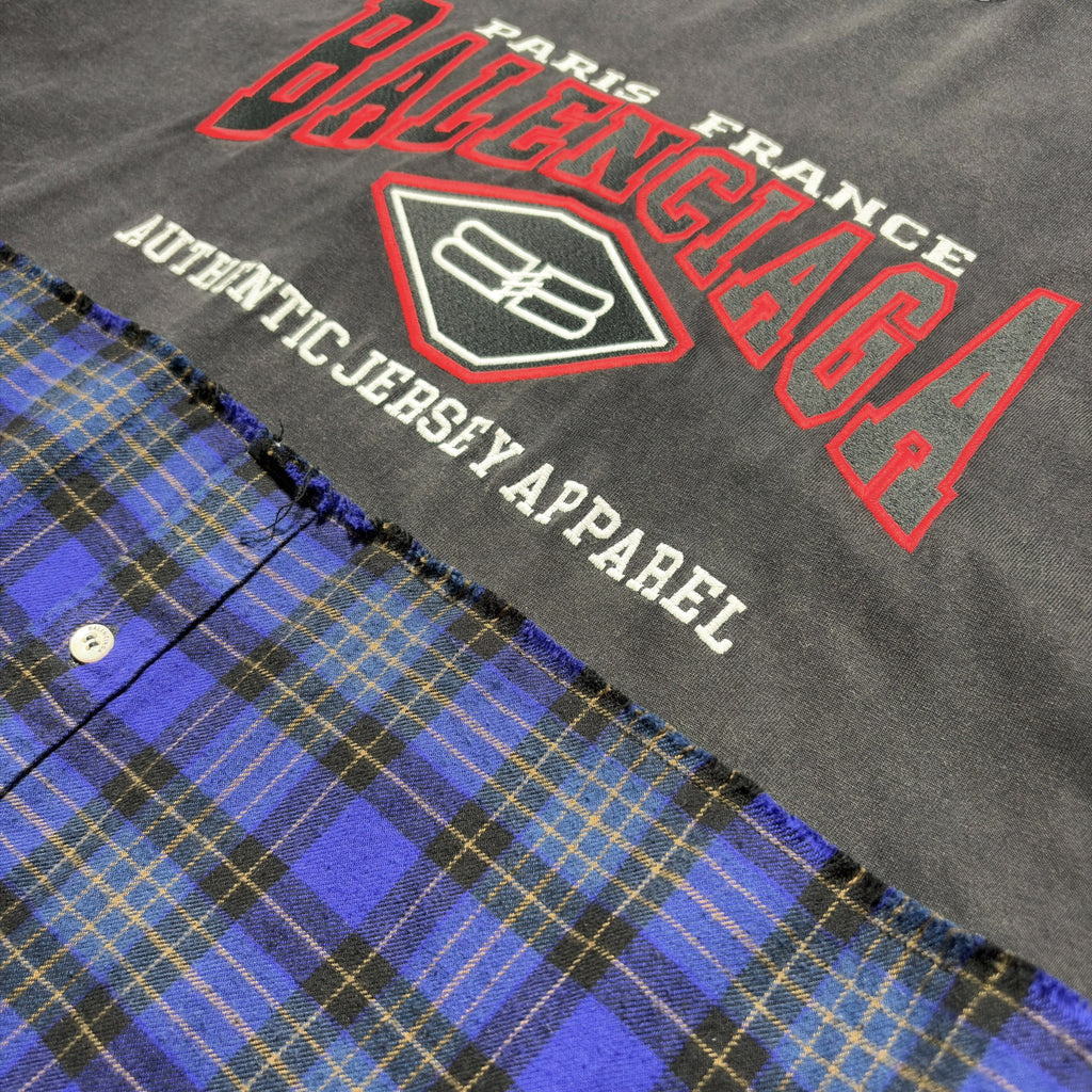Balenciaga Hybrid Graphic Flannel Long-Sleeve Shirt