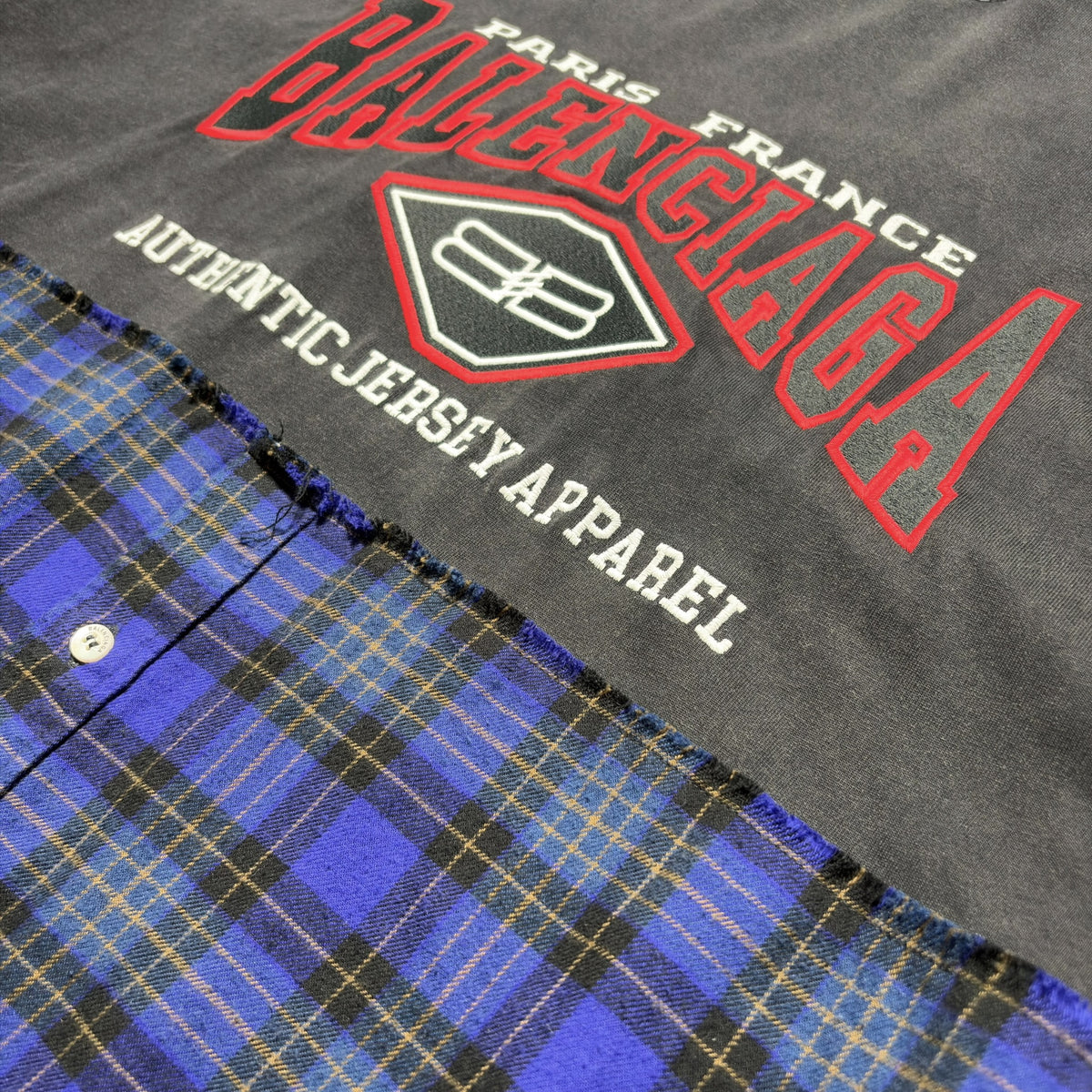 Balenciaga Hybrid Graphic Flannel Long-Sleeve Shirt