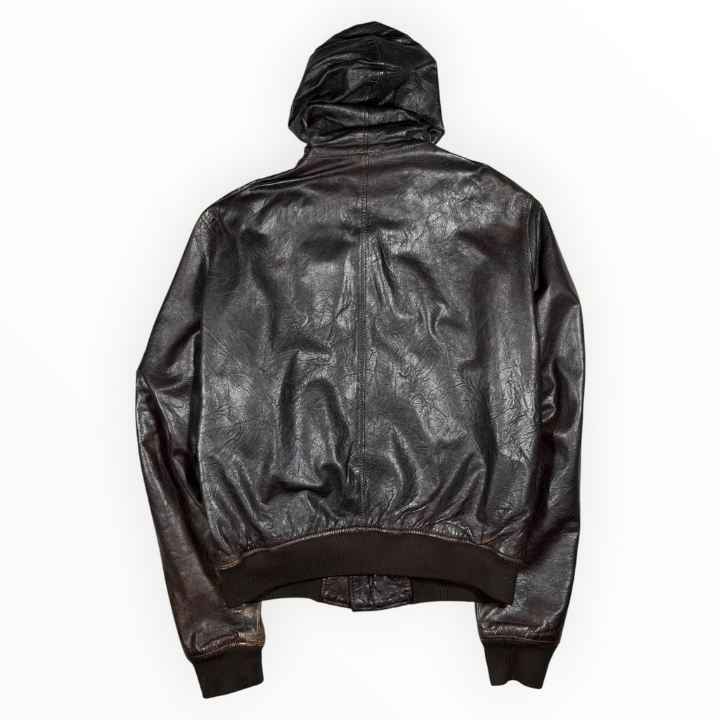 Dsquared2 00s Hooded Leather Bomber Jacket