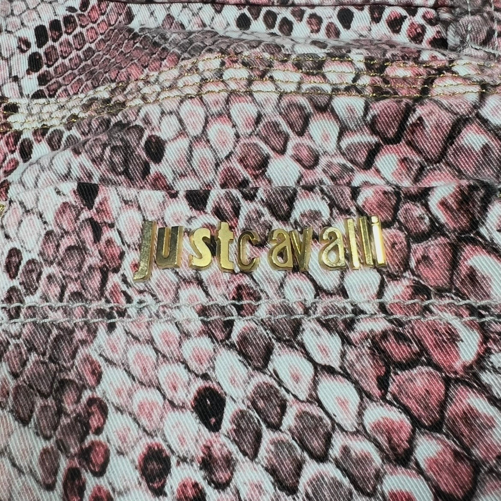 Just Cavalli Pink Python-Print Jeans