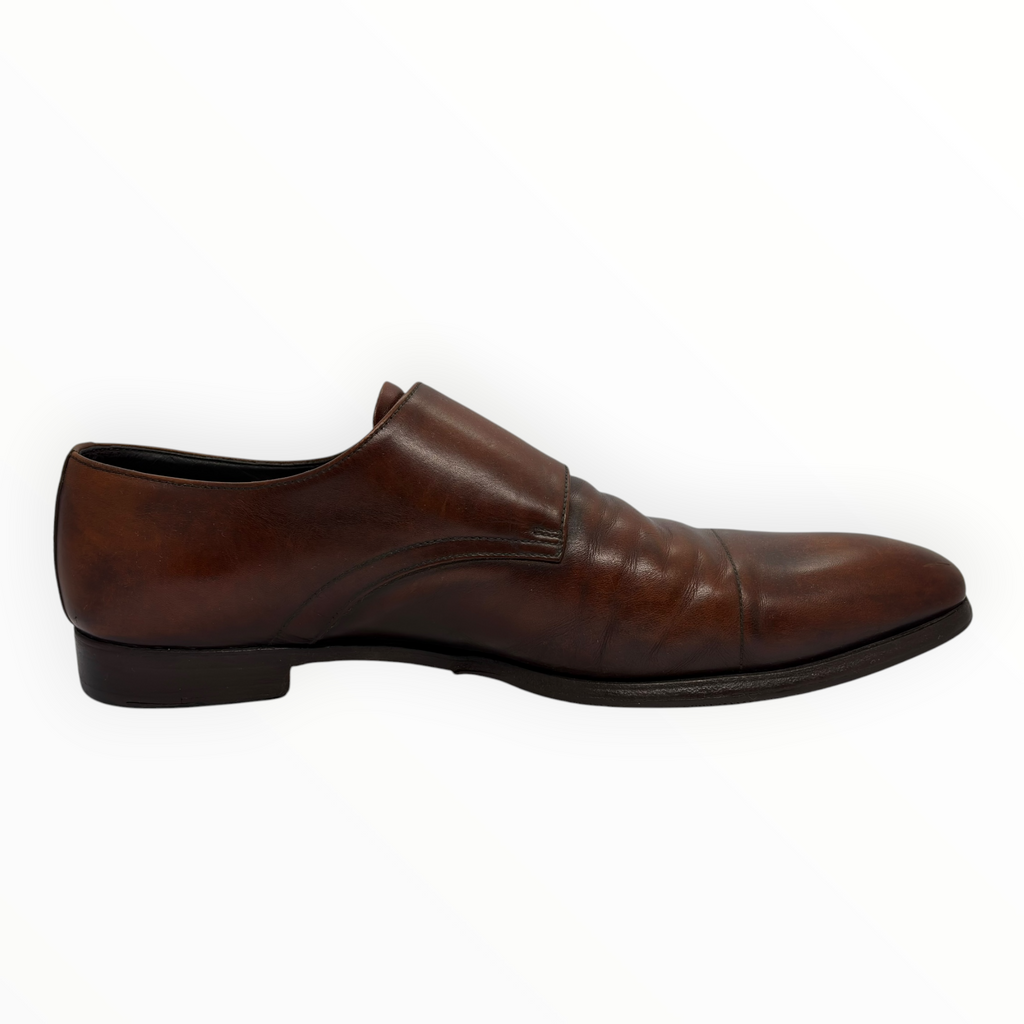 Prada Brown Leather Monk Strap Shoes