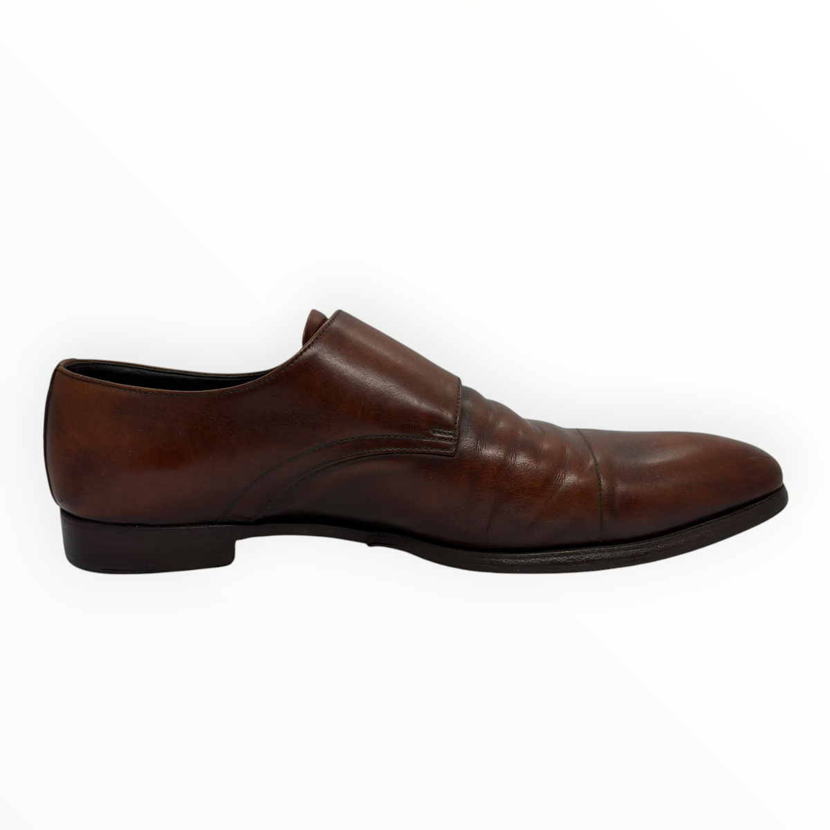 Prada Brown Leather Monk Strap Shoes