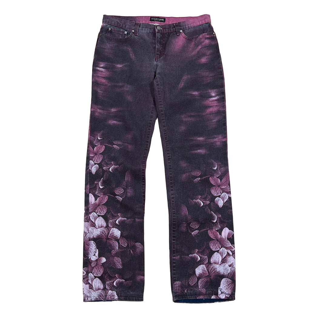 Roberto Cavalli Printed Hydrangea Jeans