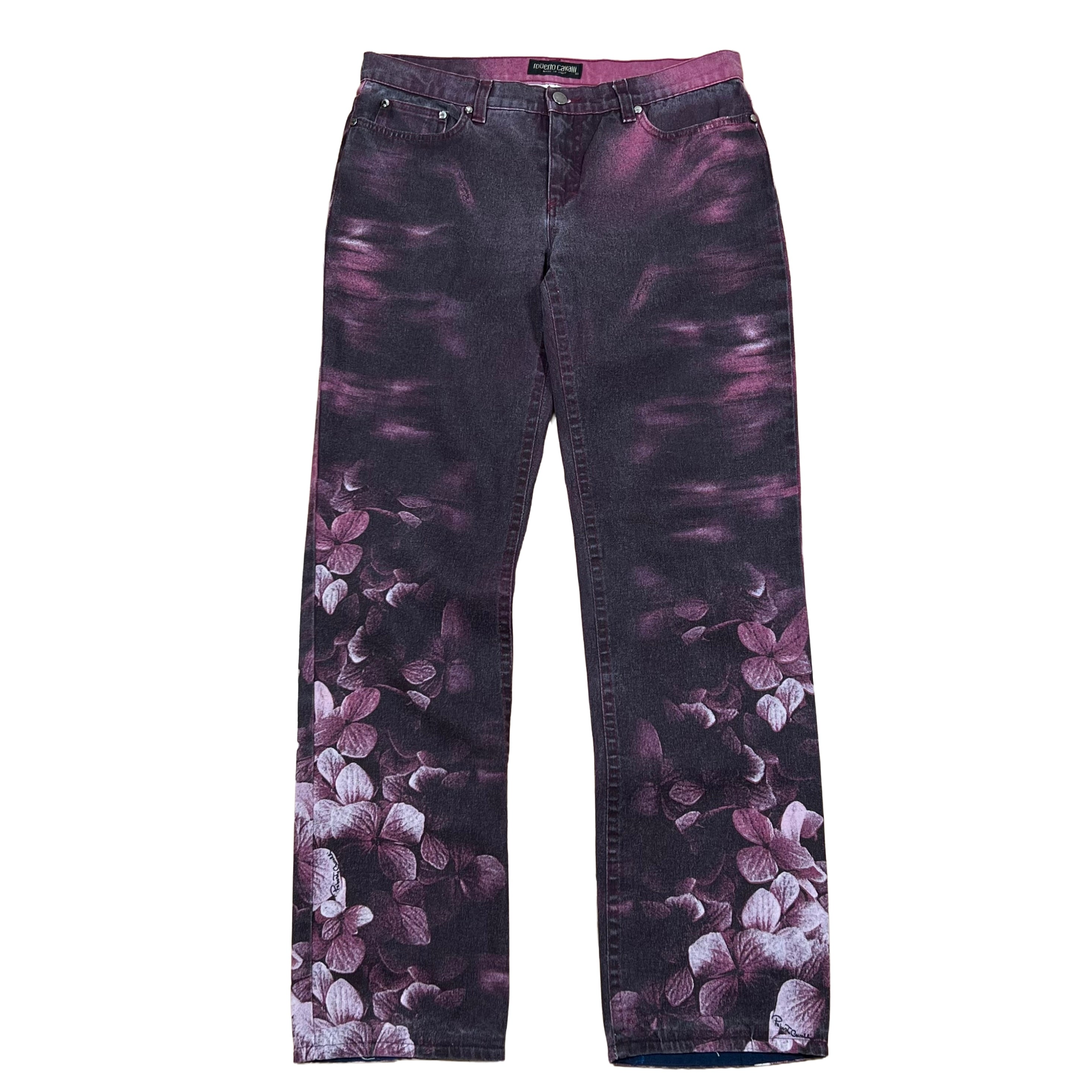 Roberto Cavalli Printed Hydrangea Jeans