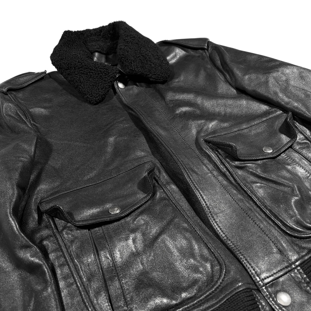 Saint Laurent Paris FW15 Shearling-Lined Leather Flight Jacket