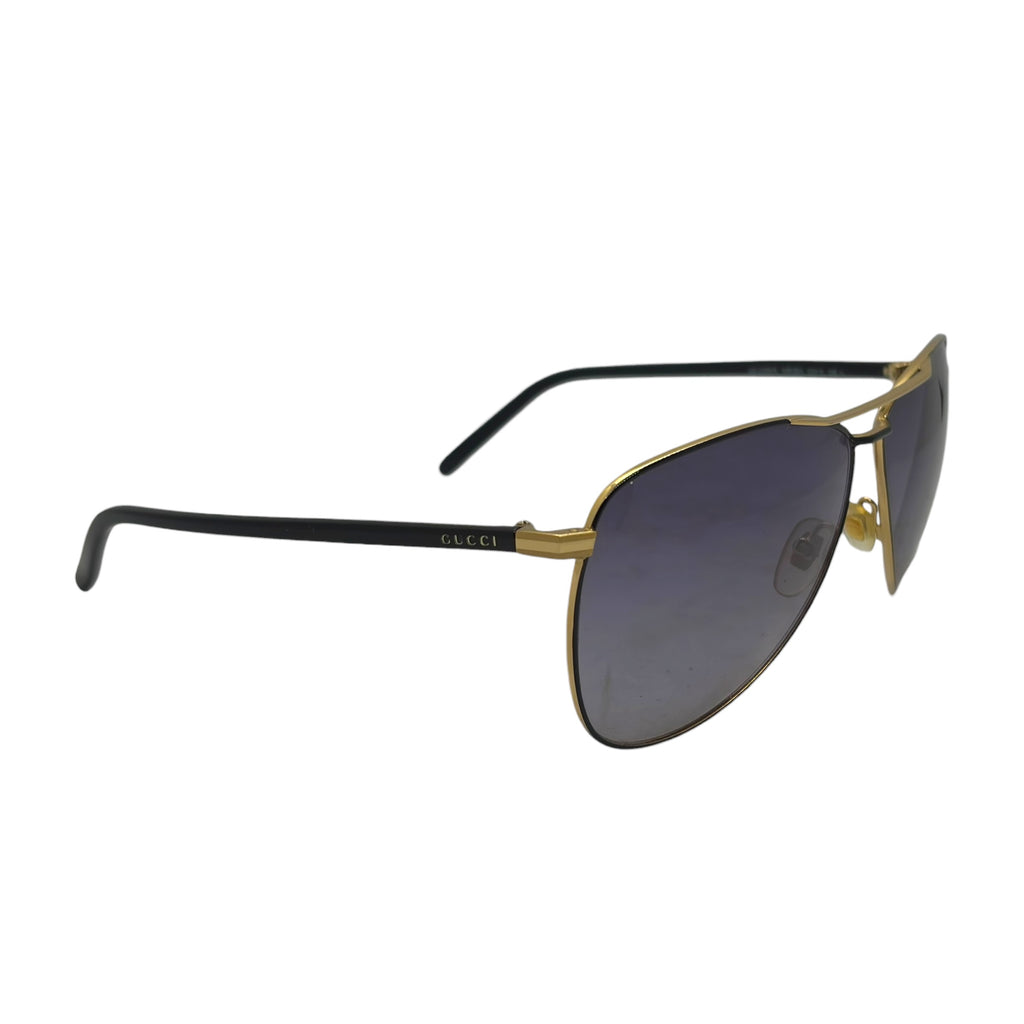 Gucci Script Logo Metal Aviator Sunglasses