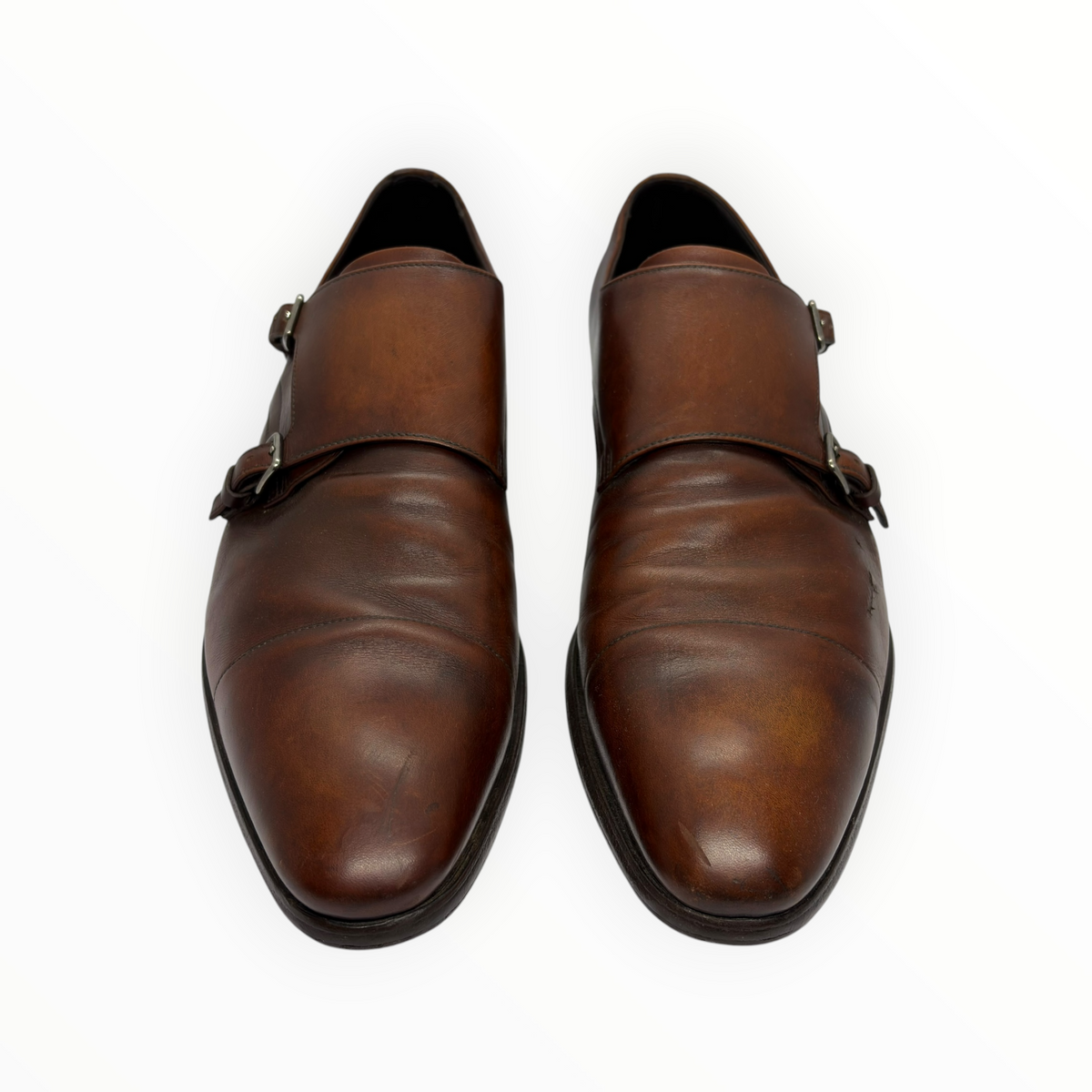Prada Brown Leather Monk Strap Shoes