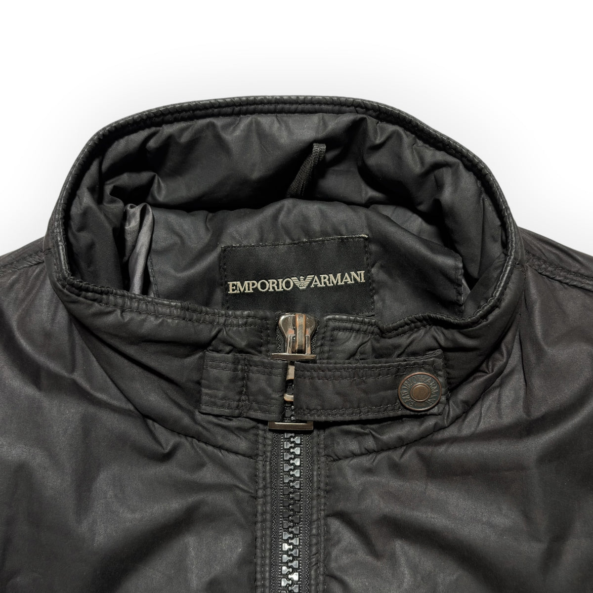 Emporio Armani Multi-Pocket Coated Cotton Bomber Jacket