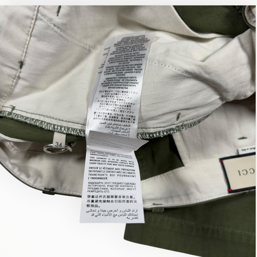 Gucci 2017 Embroidered Insect Chino Pants