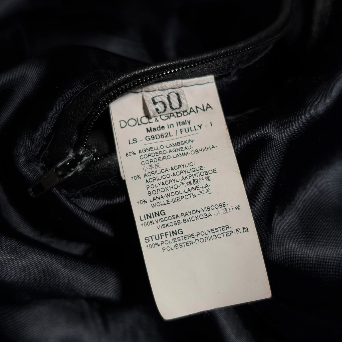Dolce & Gabbana Multi-Zip Pocket Lambskin Leather Flight Bomber Jacket