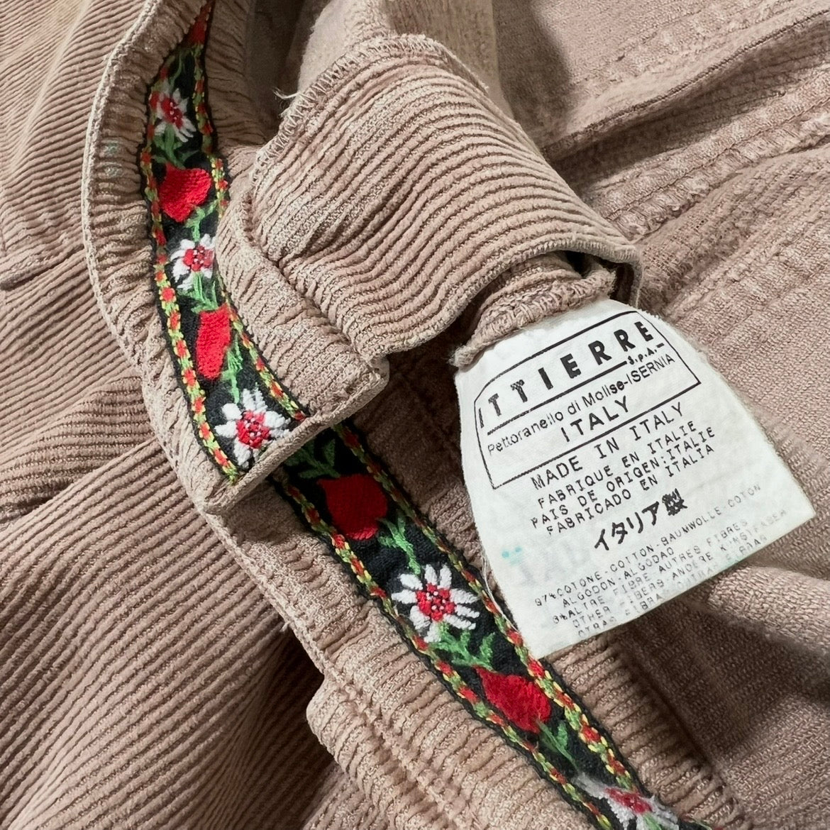Dolce & Gabbana Floral Trim Corduroy Cargo Trousers