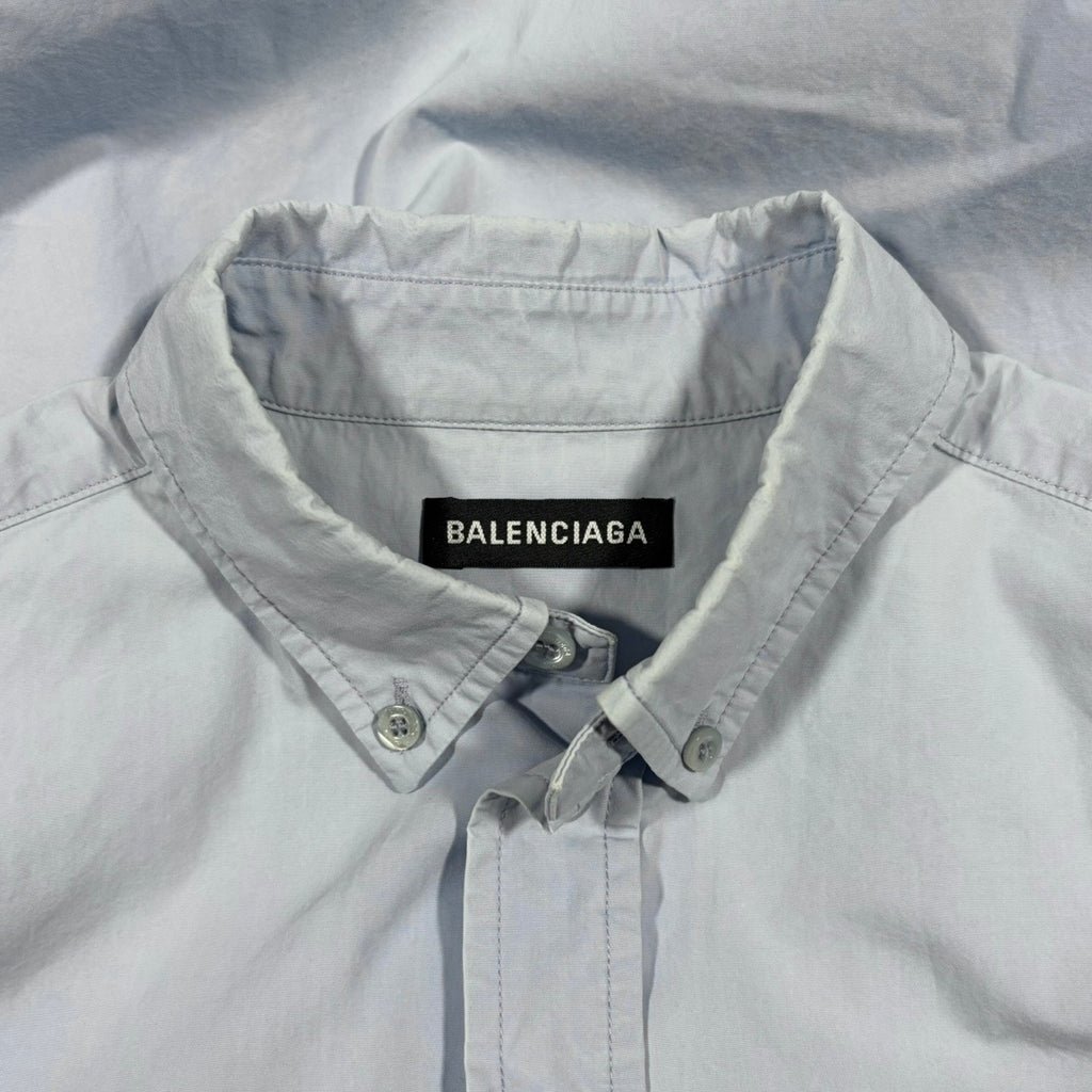 Balenciaga SS19 Embroidered B Logo Button-Down Shirt