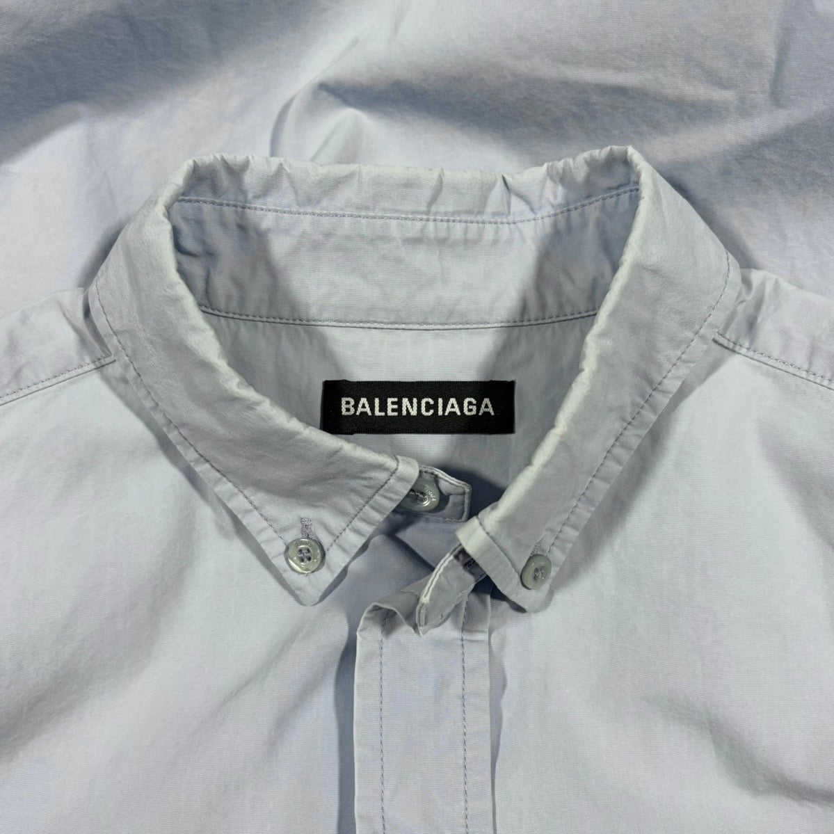 Balenciaga SS19 Embroidered B Logo Button-Down Shirt