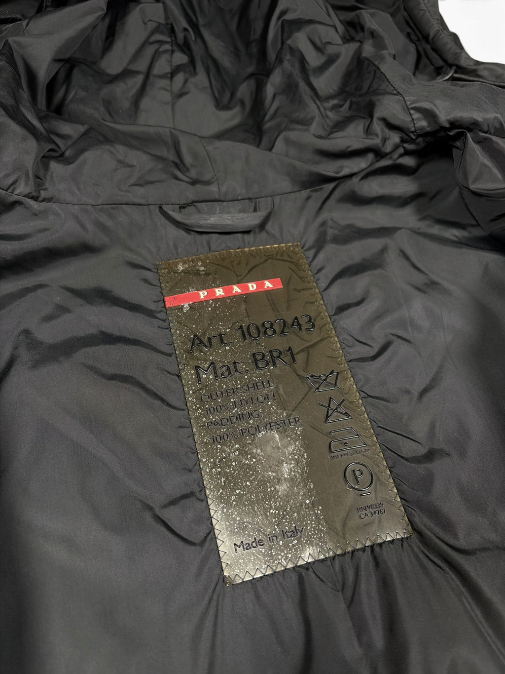 Prada Black Padded Hooded Nylon Jacket