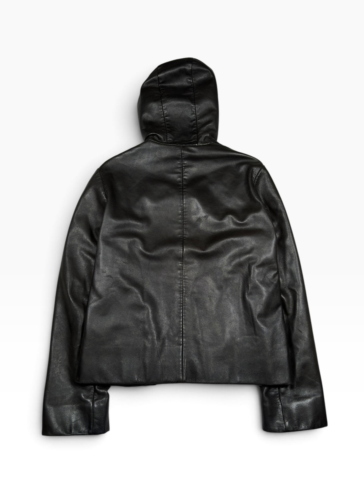 Prada Black Hooded Leather Jacket