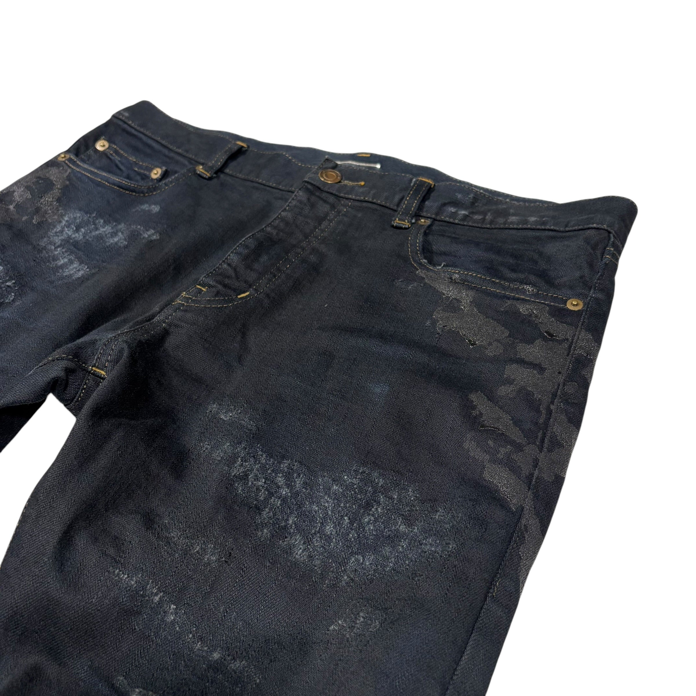 Saint Laurent Paris AW13 Oil Stain Scab Denim Jeans