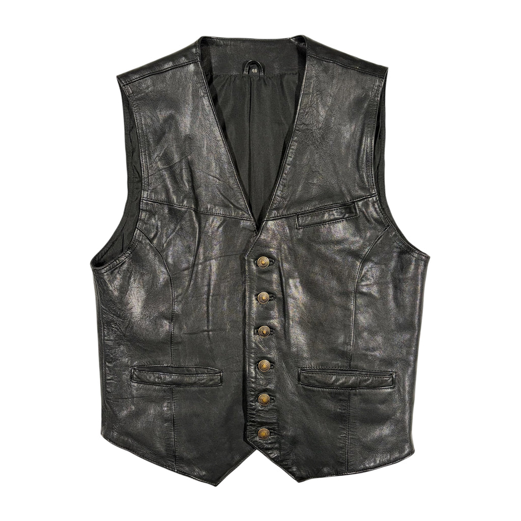 Vintage Black Leather Vest