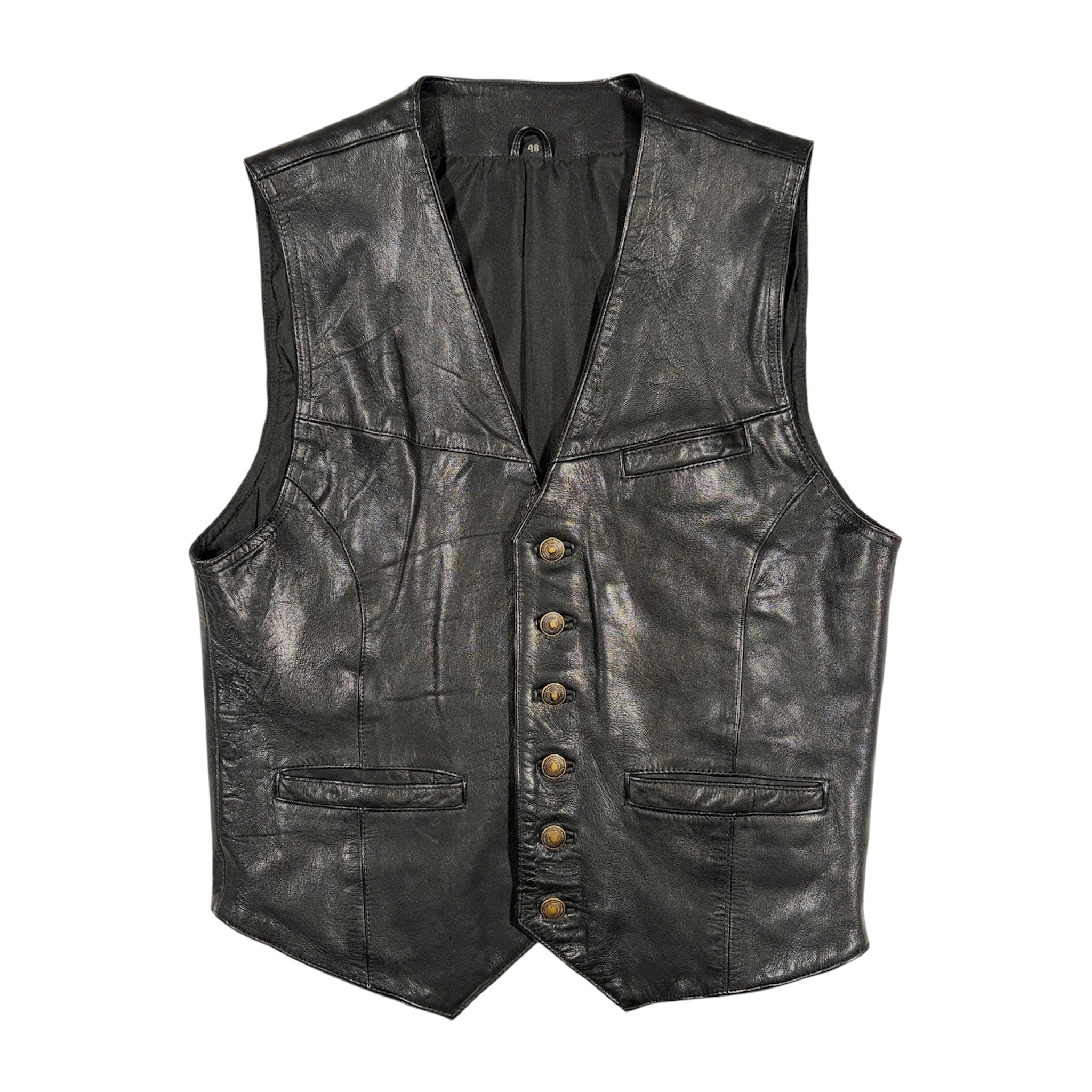 Vintage Black Leather Vest