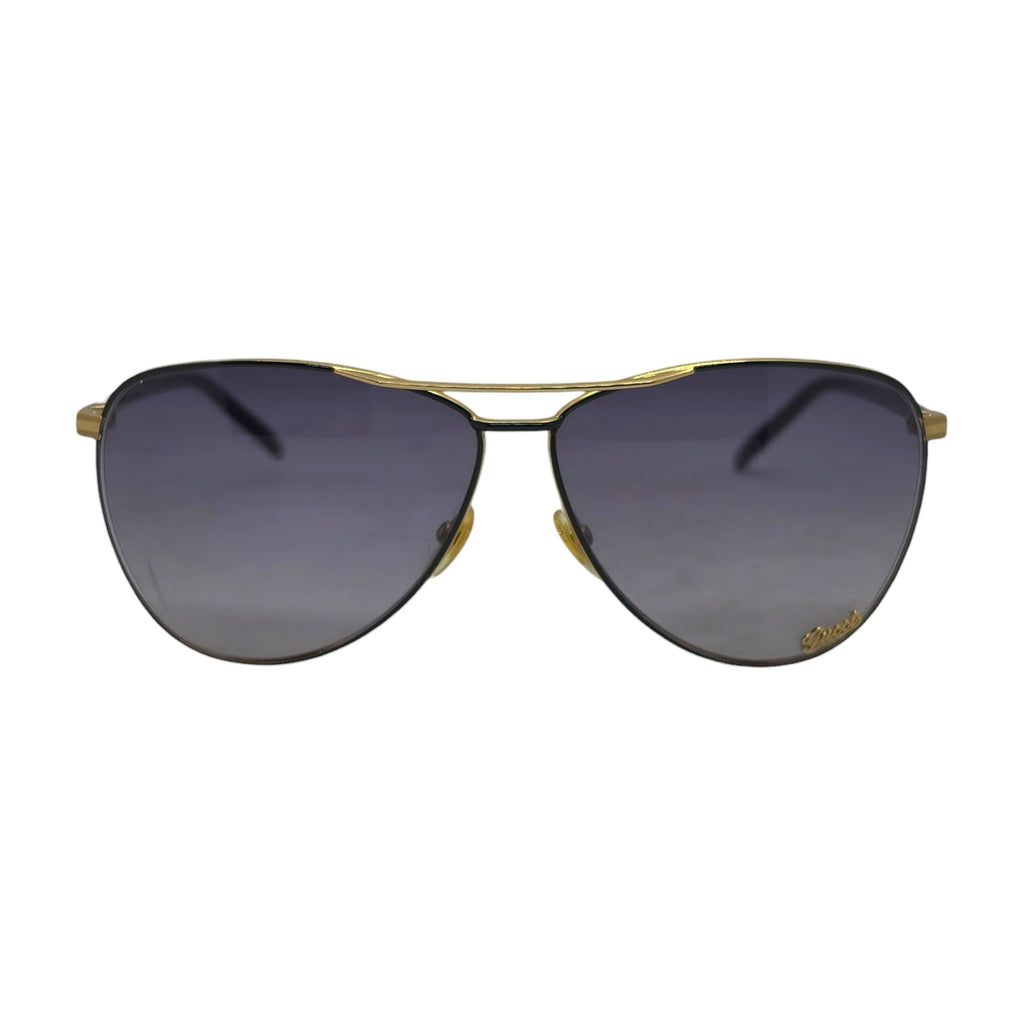 Gucci Script Logo Metal Aviator Sunglasses
