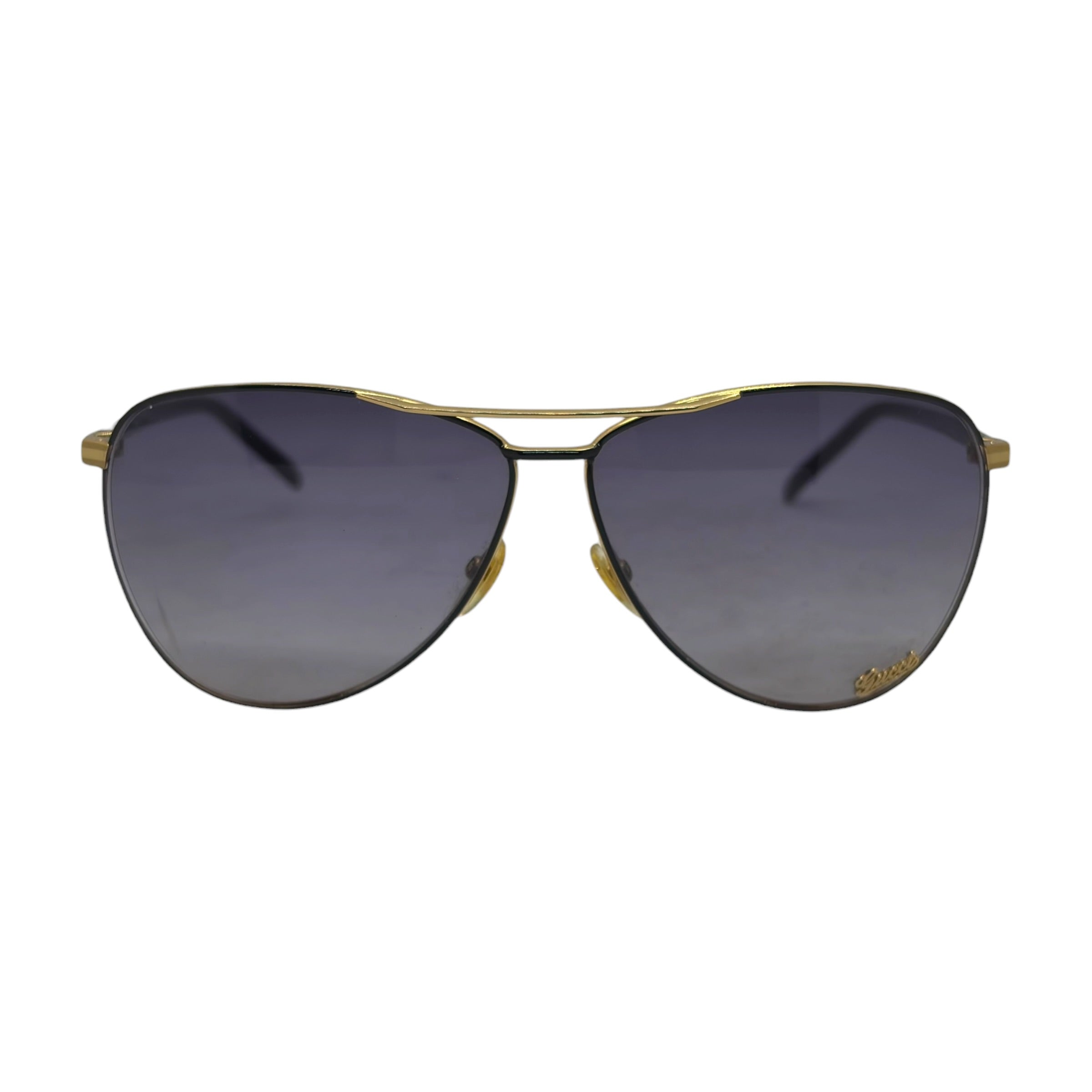 Gucci Script Logo Metal Aviator Sunglasses
