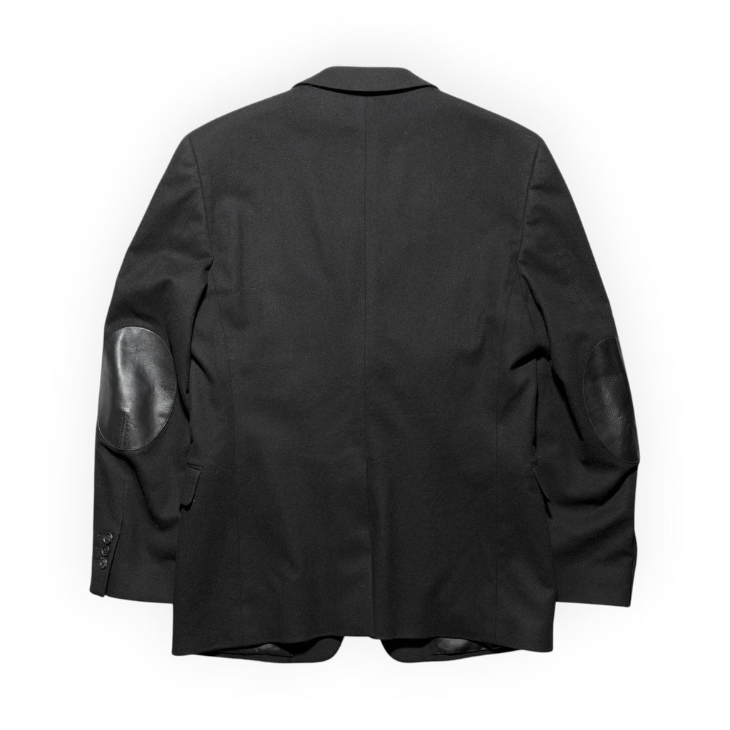 Prada Leather Elbow Patch Virgin Wool Blazer