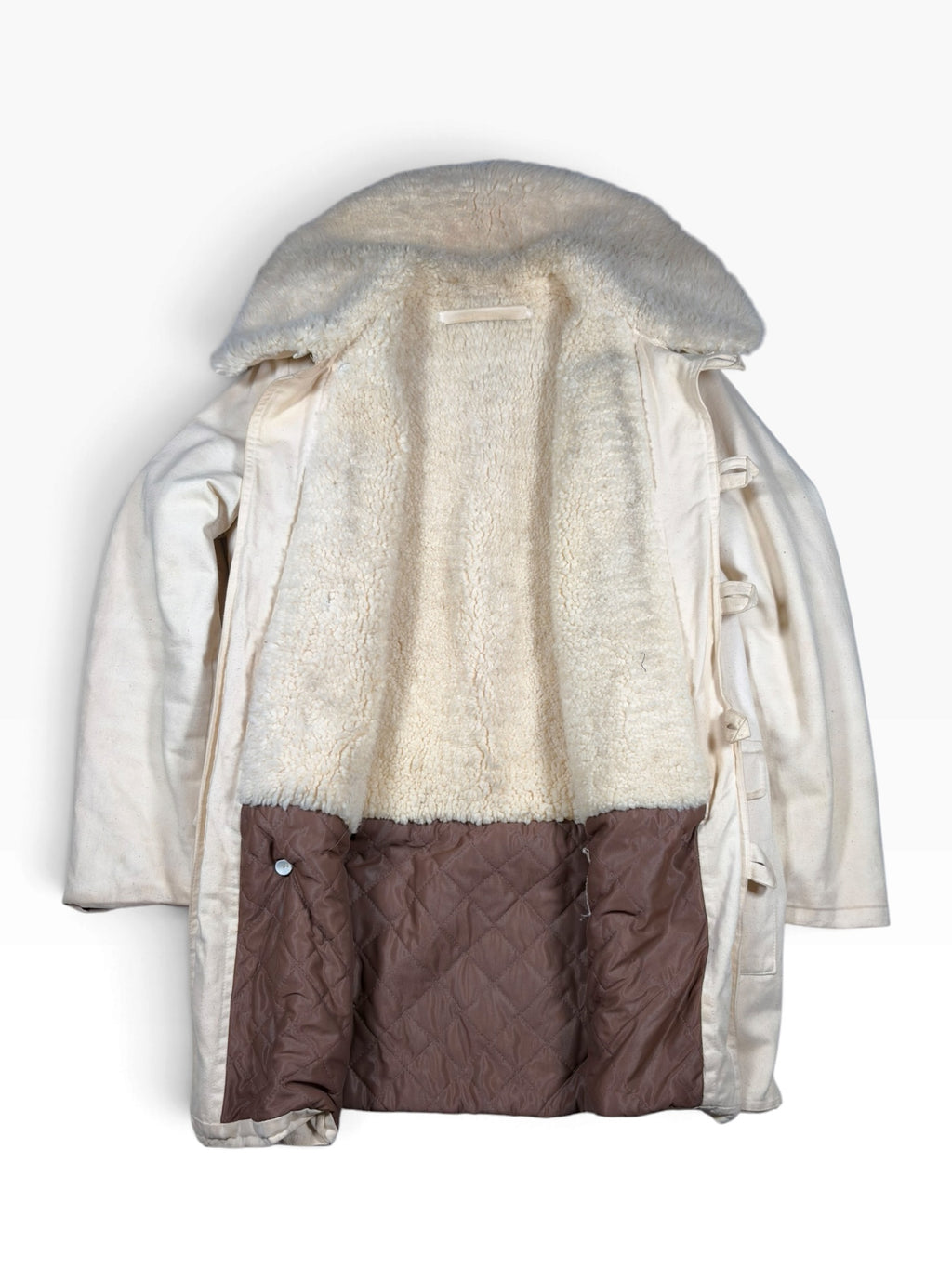 Swedish Military 60s Off-White Shearling-Lined Parka