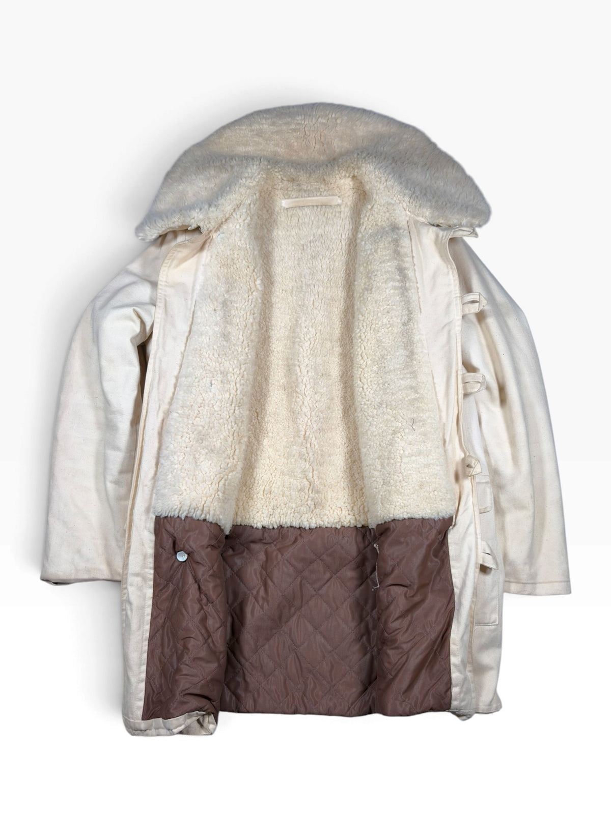 Swedish Military 60s Off-White Shearling-Lined Parka