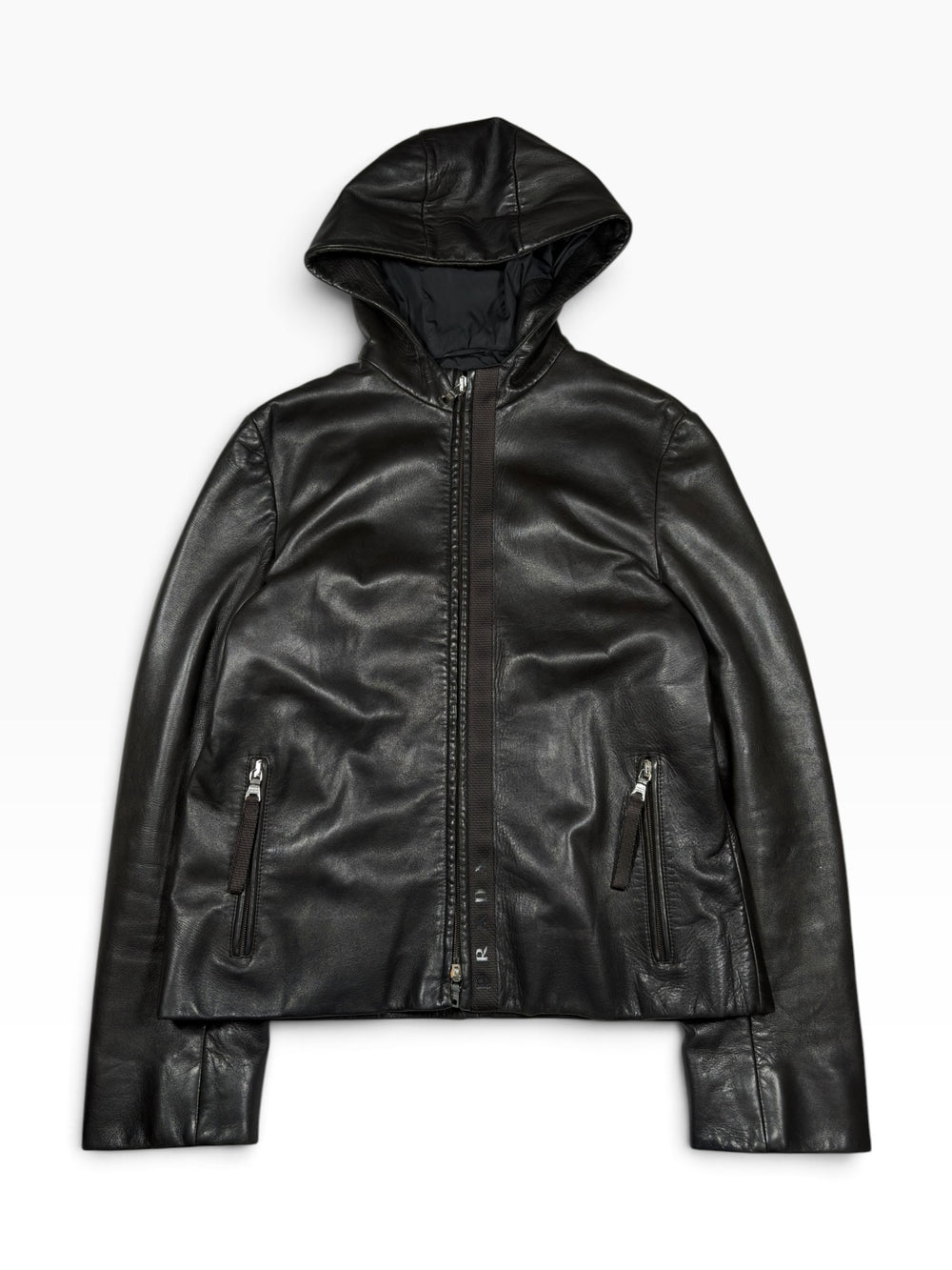 Prada Black Hooded Leather Jacket