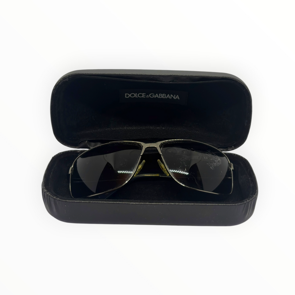 Dolce & Gabbana Vintage Metal Shield Aviator Sunglasses
