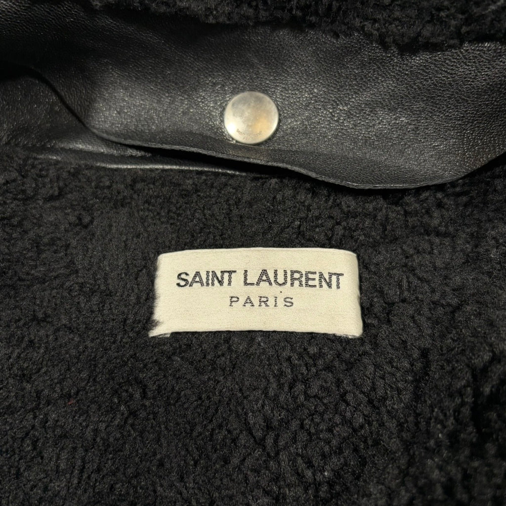 Saint Laurent Paris FW15 Shearling-Lined Leather Flight Jacket