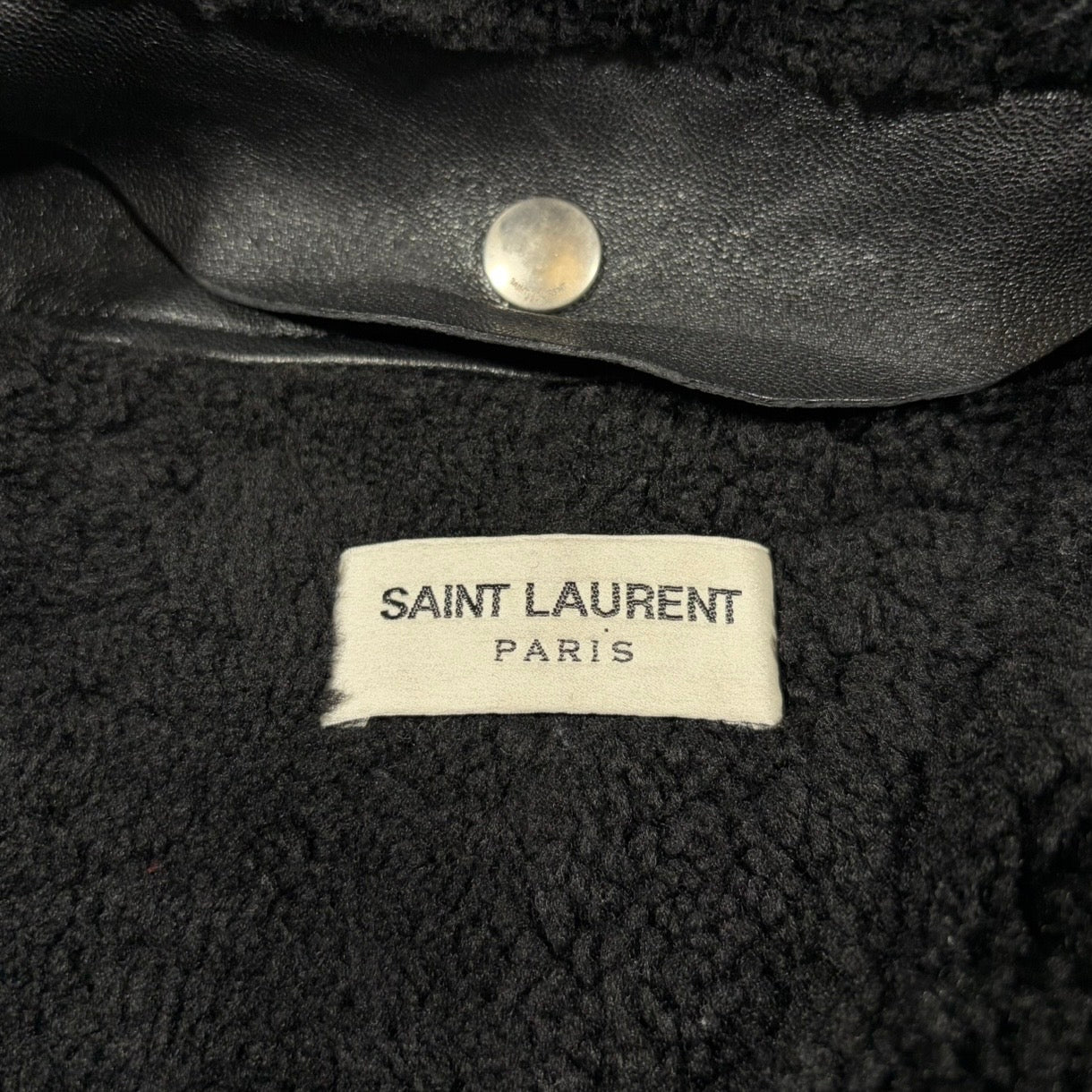 Saint Laurent Paris FW15 Shearling-Lined Leather Flight Jacket