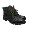Gucci Web Collar Leather Hiking Combat Boots