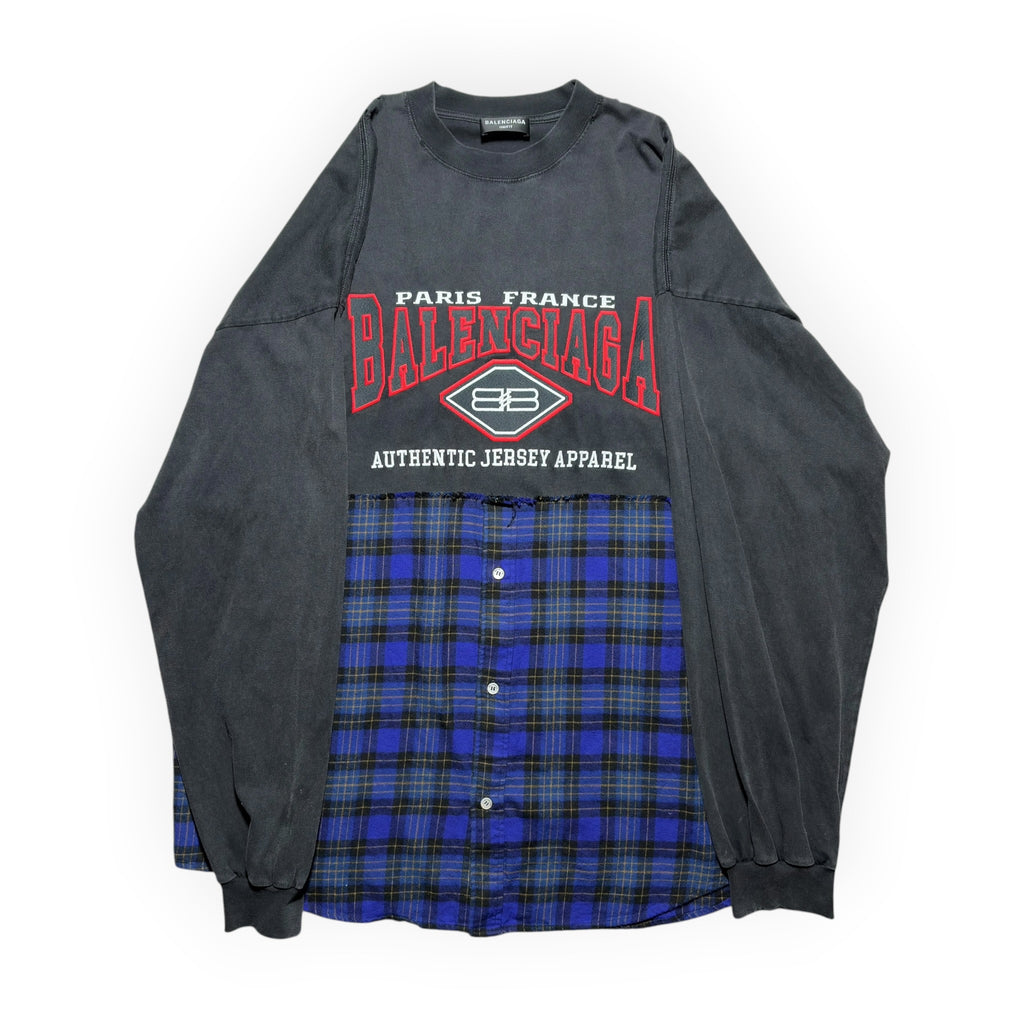 Balenciaga Hybrid Graphic Flannel Long-Sleeve Shirt