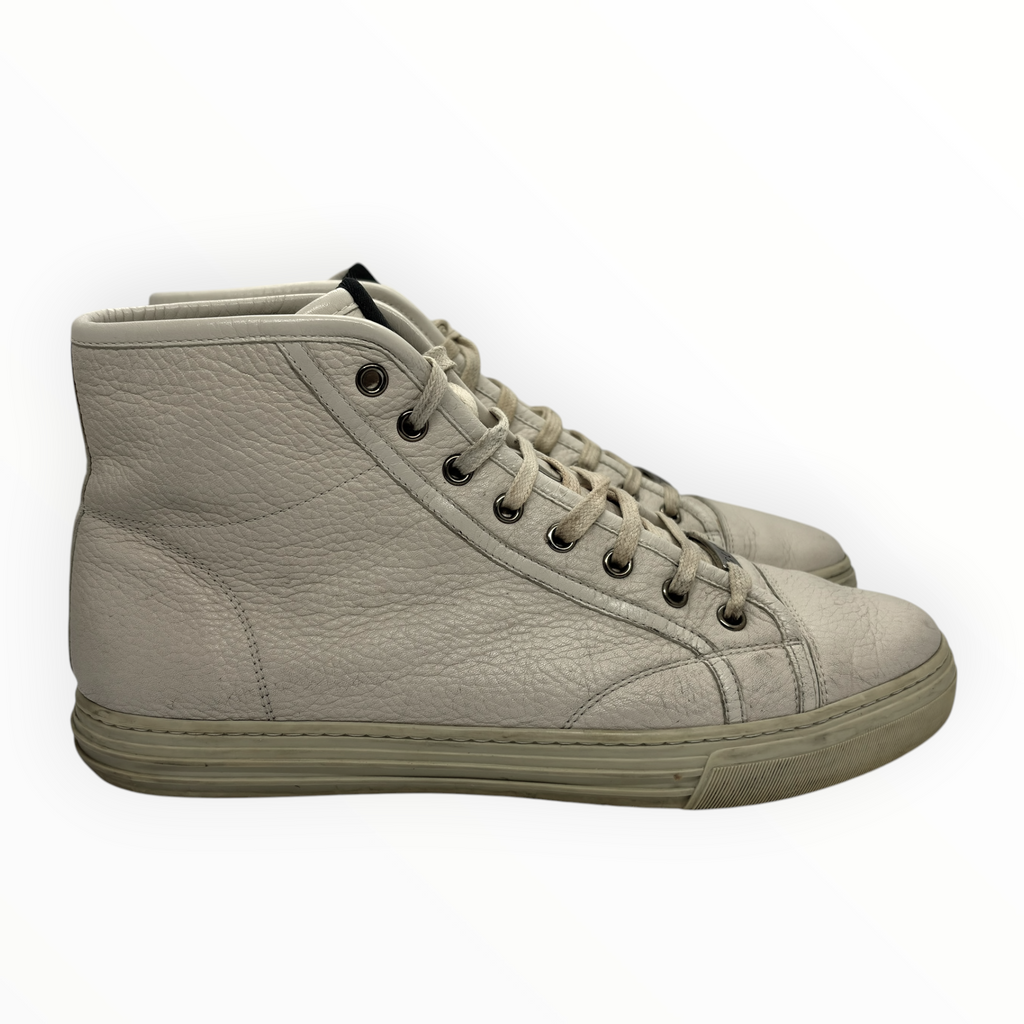 Gucci Off-White Pebbled Leather High-Top Sneakers