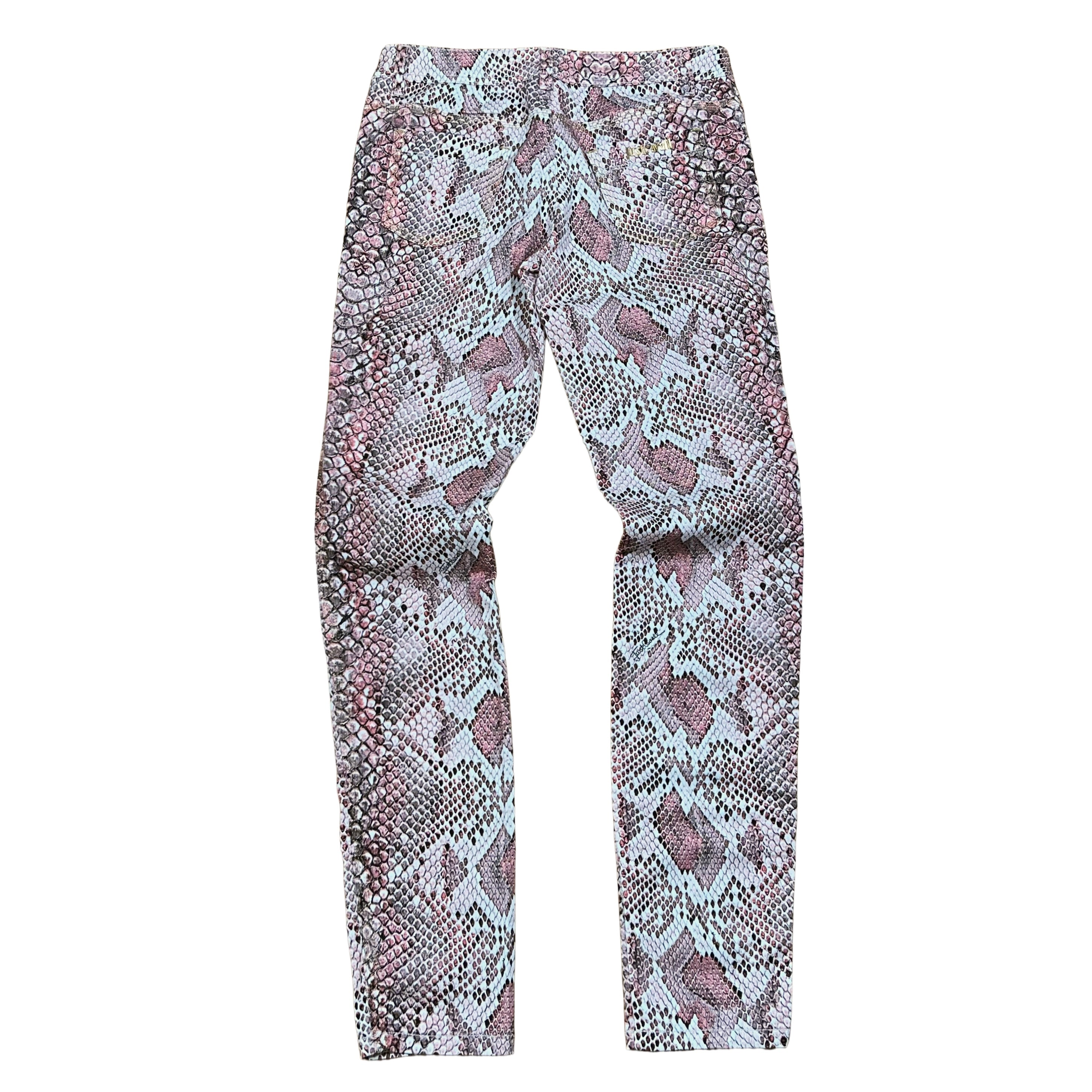 Just Cavalli Pink Python-Print Jeans