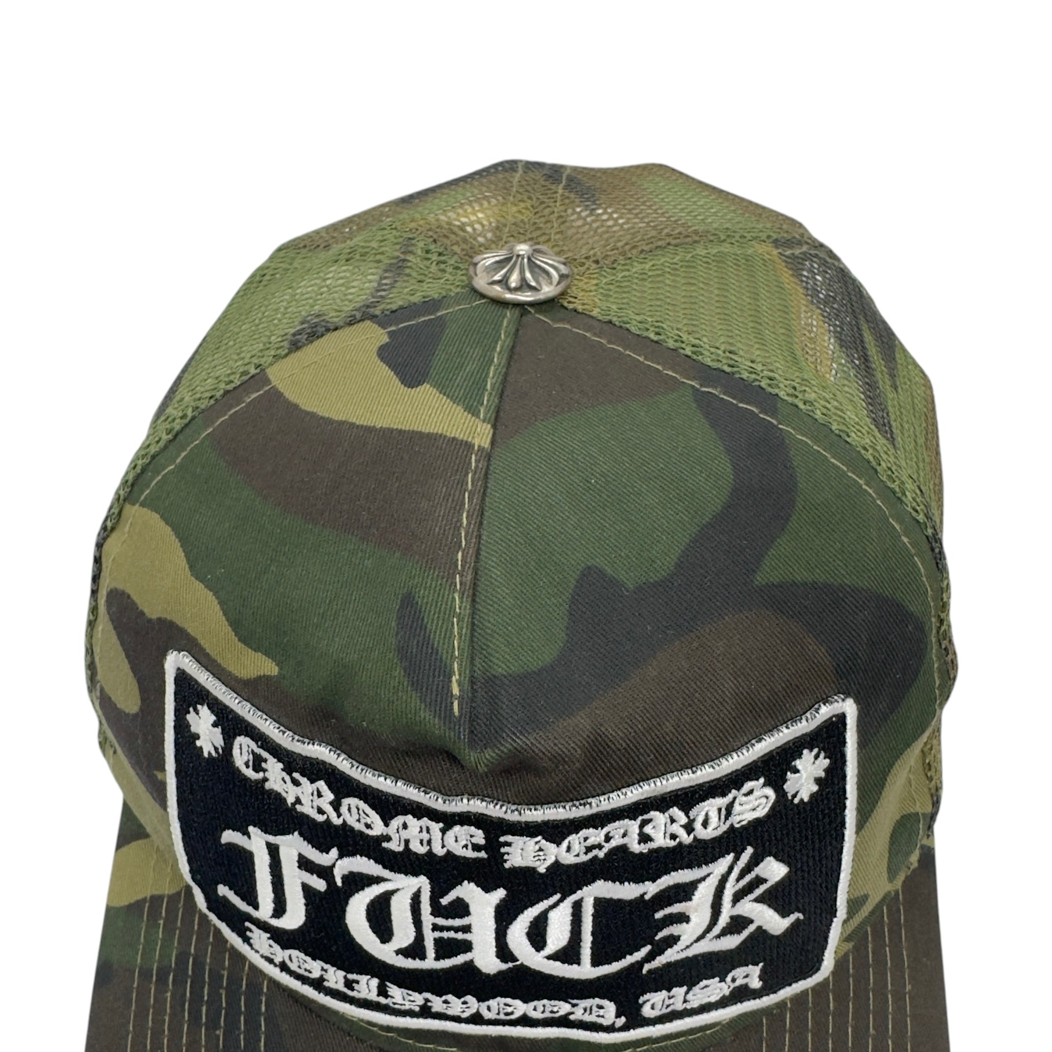 Chrome Hearts Camo "FUCK" Patch Trucker Hat