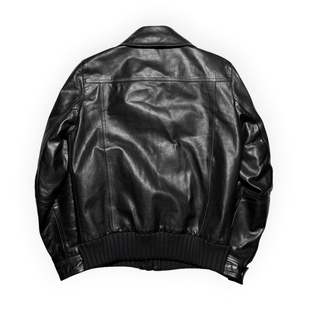 Gucci 2014 Detachable Shearling Collar Leather Aviator Jacket