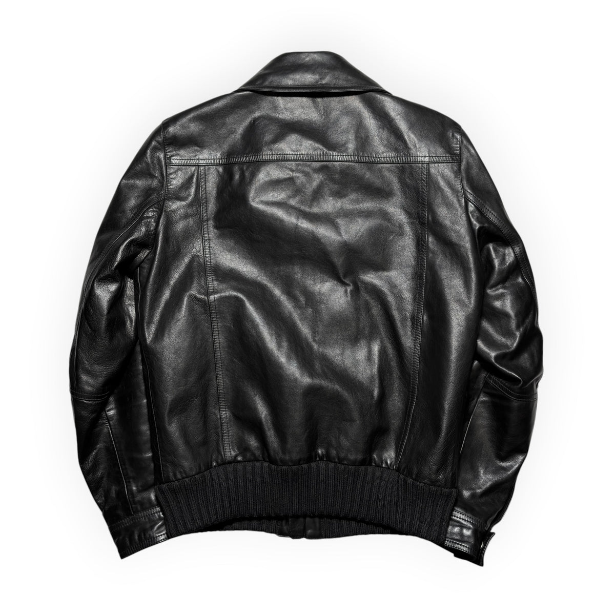 Gucci 2014 Detachable Shearling Collar Leather Aviator Jacket