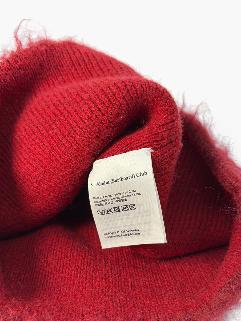 Stockholm (Surfboard) Club Red Striped Mohair-Blend Beanie
