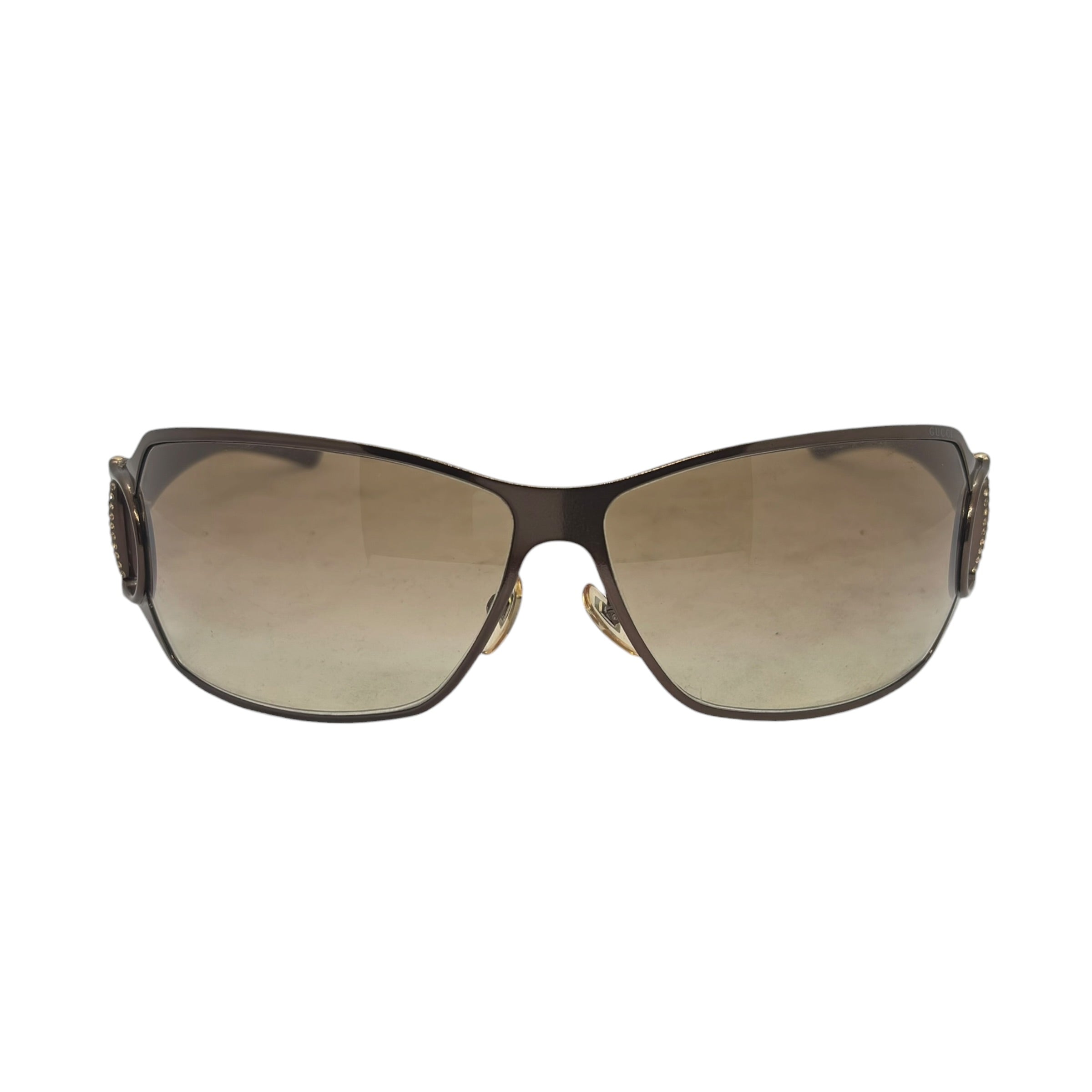 Gucci Rhinestone Horsebit Shield Sunglasses