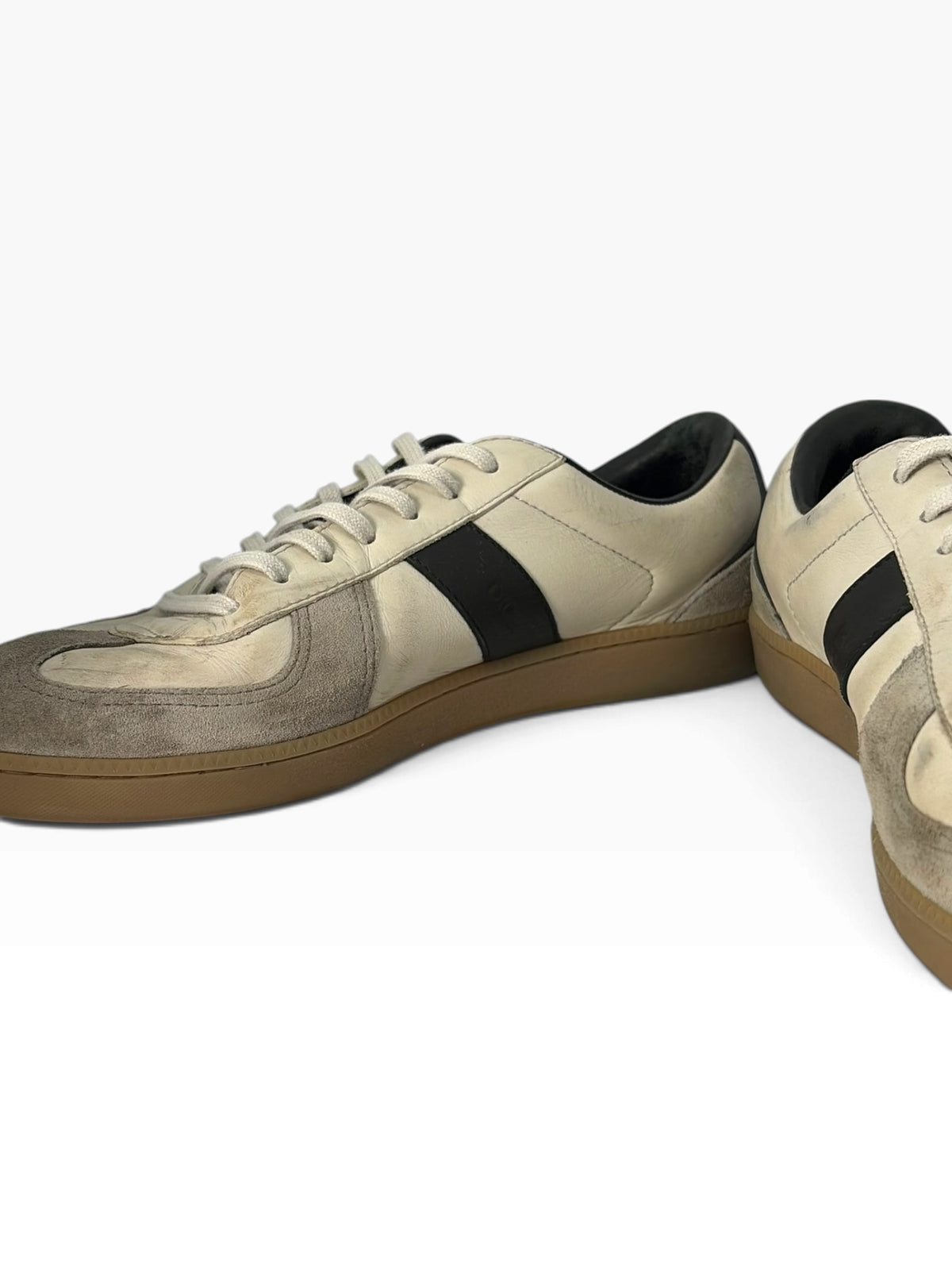 Dior Homme Off-White & Black Leather B01 Low-Top Sneakers