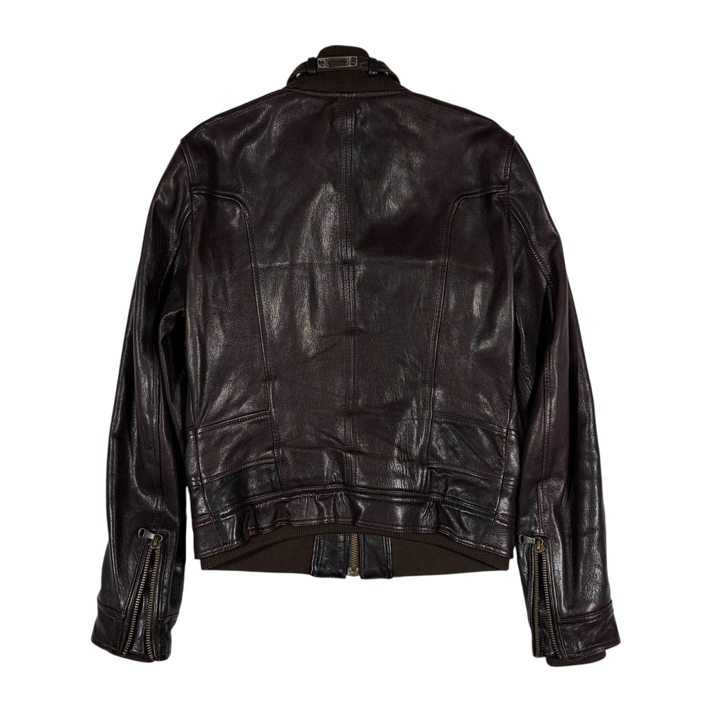 Dolce & Gabbana Multi-Pocket Leather Moto Bomber Jacket