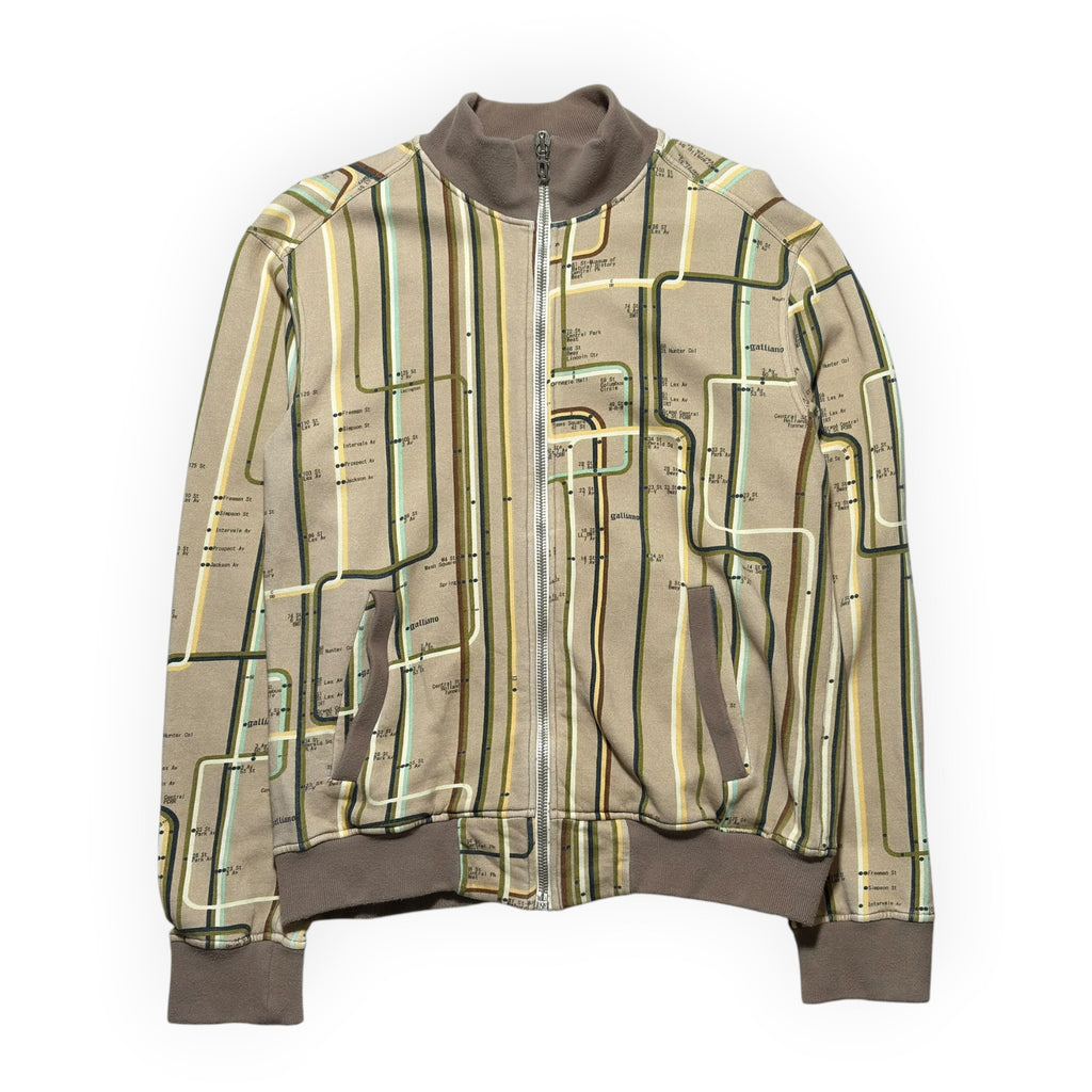 John Galliano Subway Transit Map Zip-Up Sweatshirt