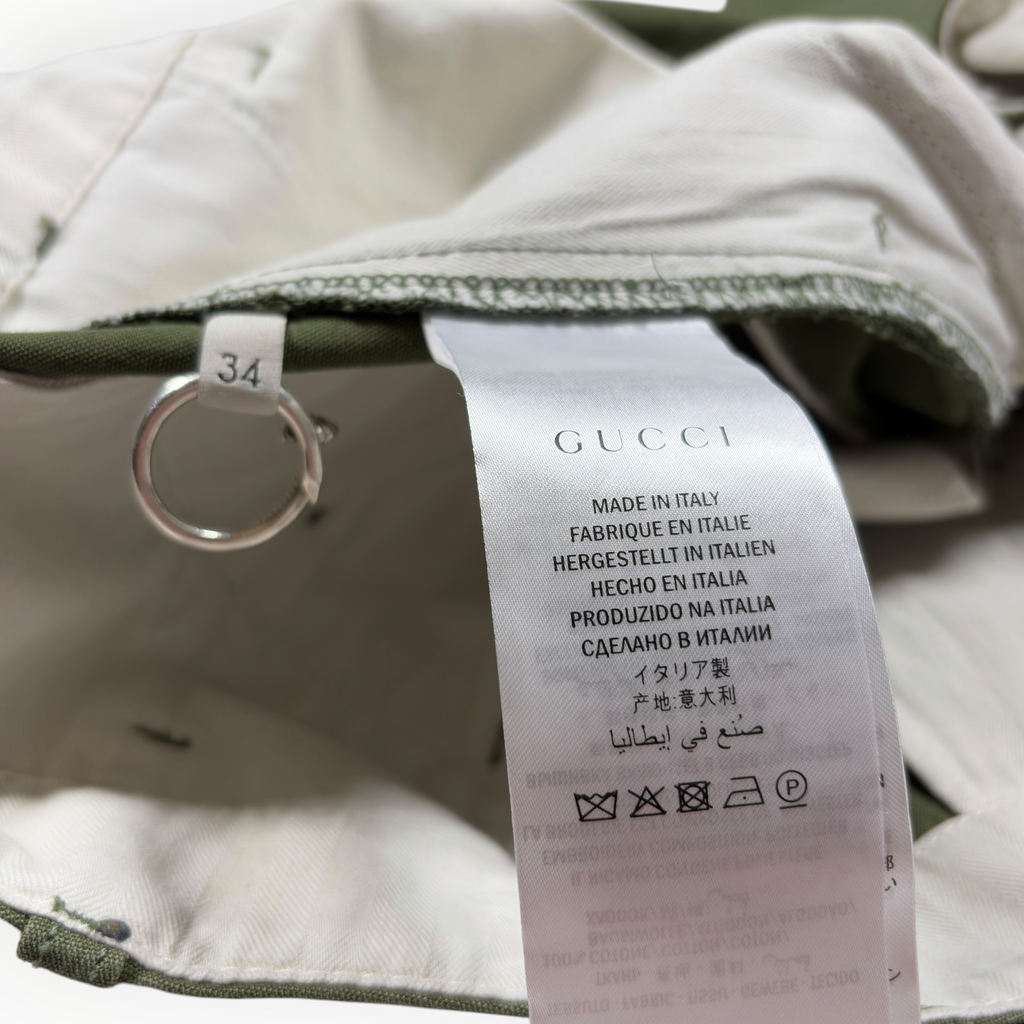 Gucci 2017 Embroidered Insect Chino Pants